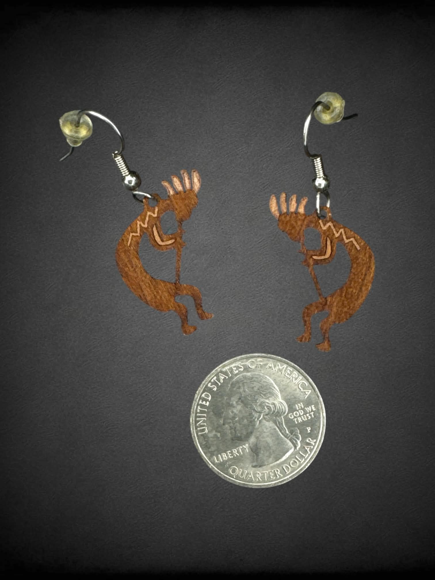 Wooden Kokopelli earrings