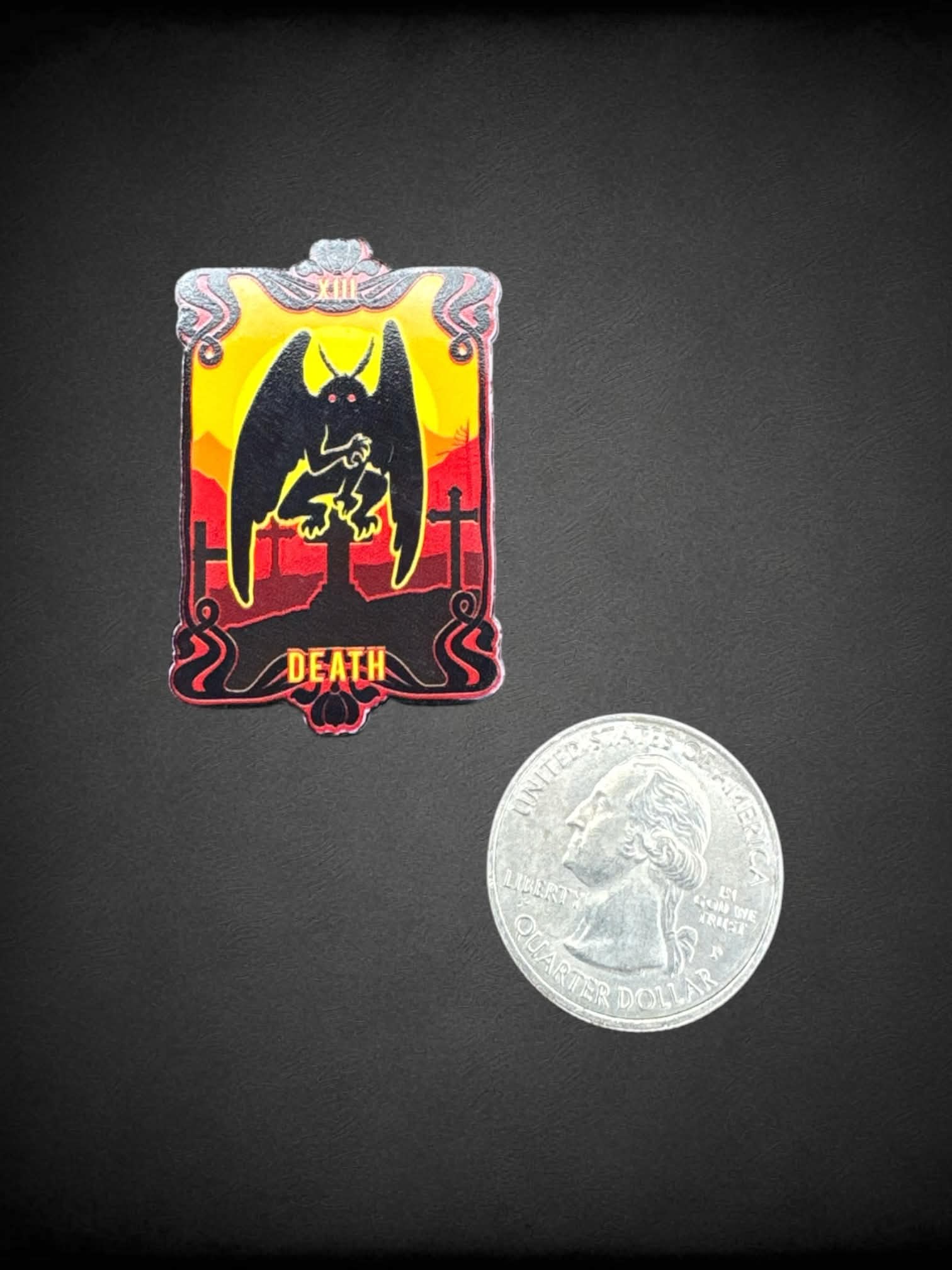 Mothman “Death” tarot card enamel pin