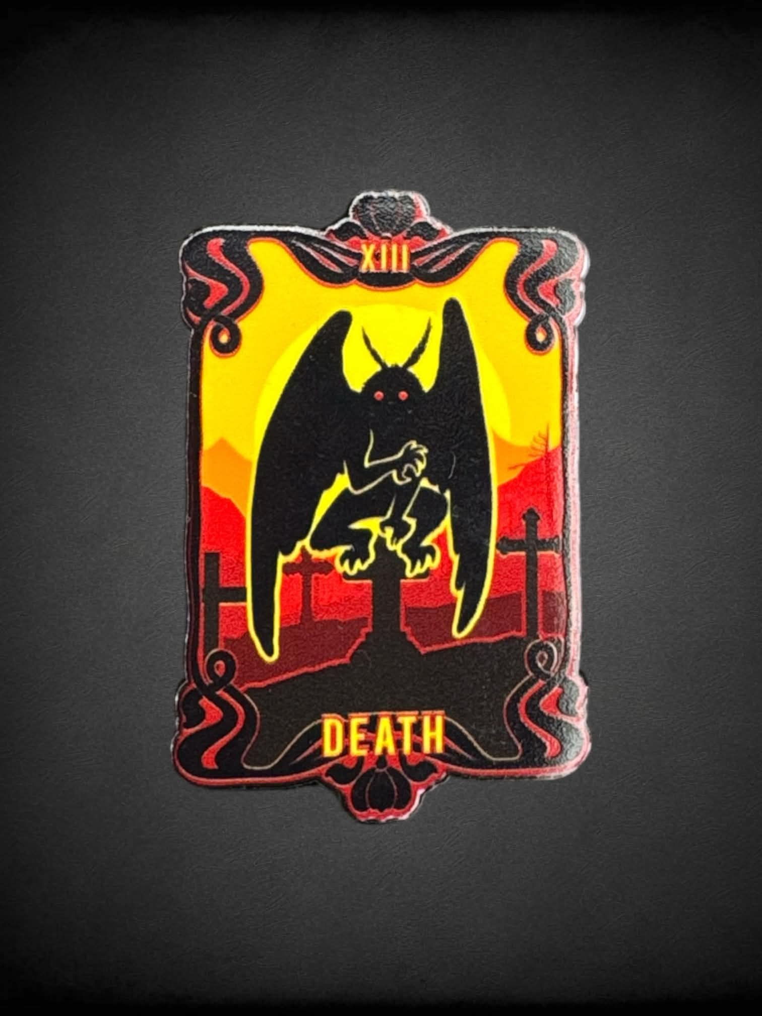 Mothman “Death” tarot card enamel pin