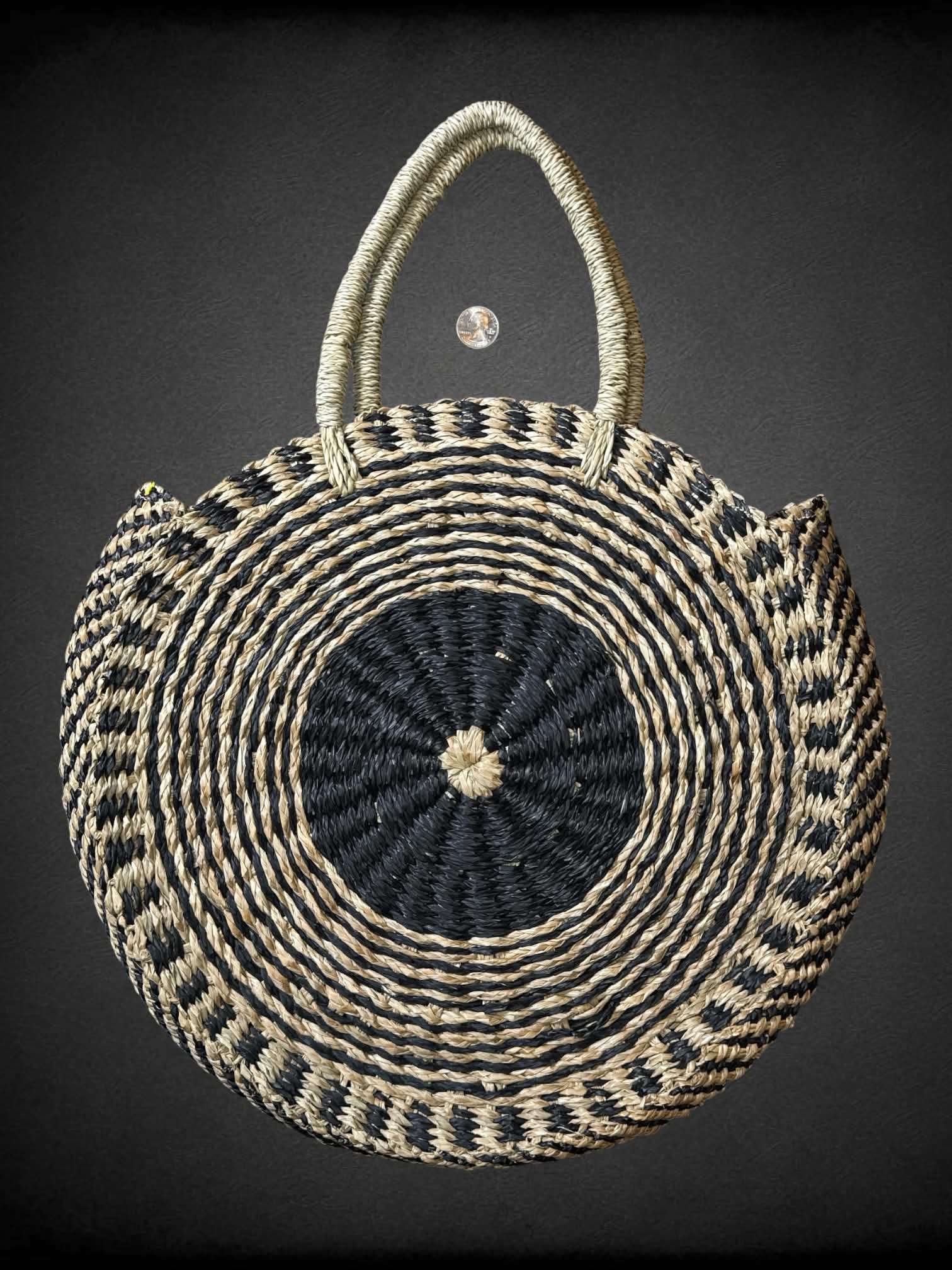 Lucky Brand woven basket shoulder bag with snap button pocket