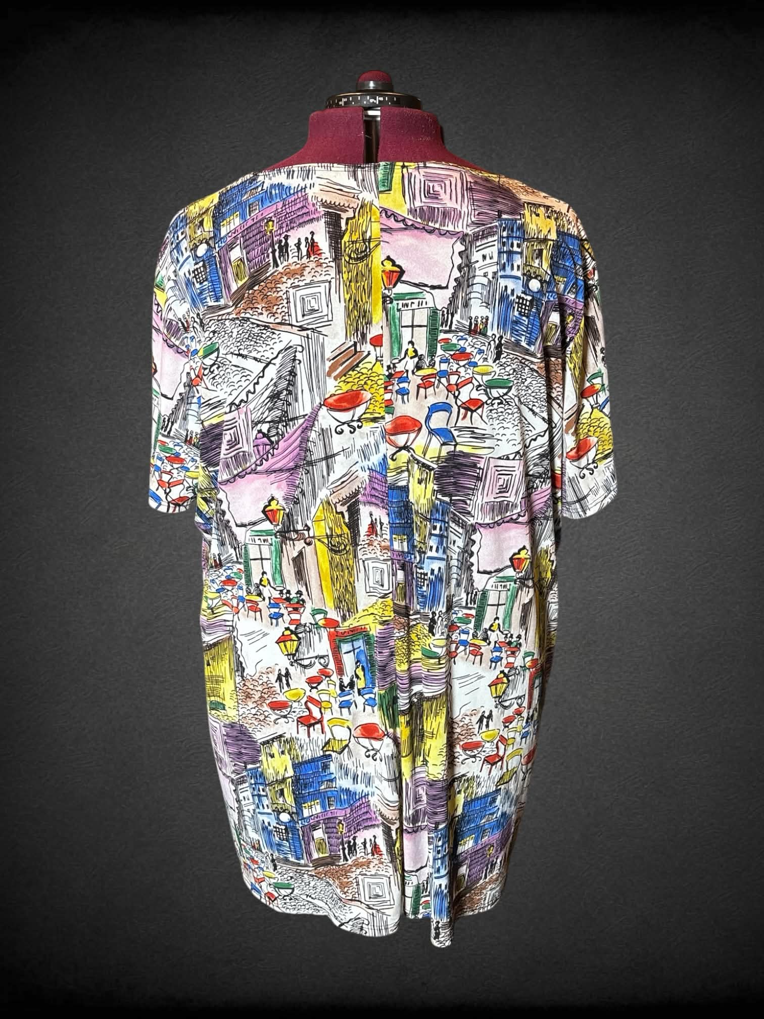 4X North Style vintage white t shirt dress with colorful painted downtown design