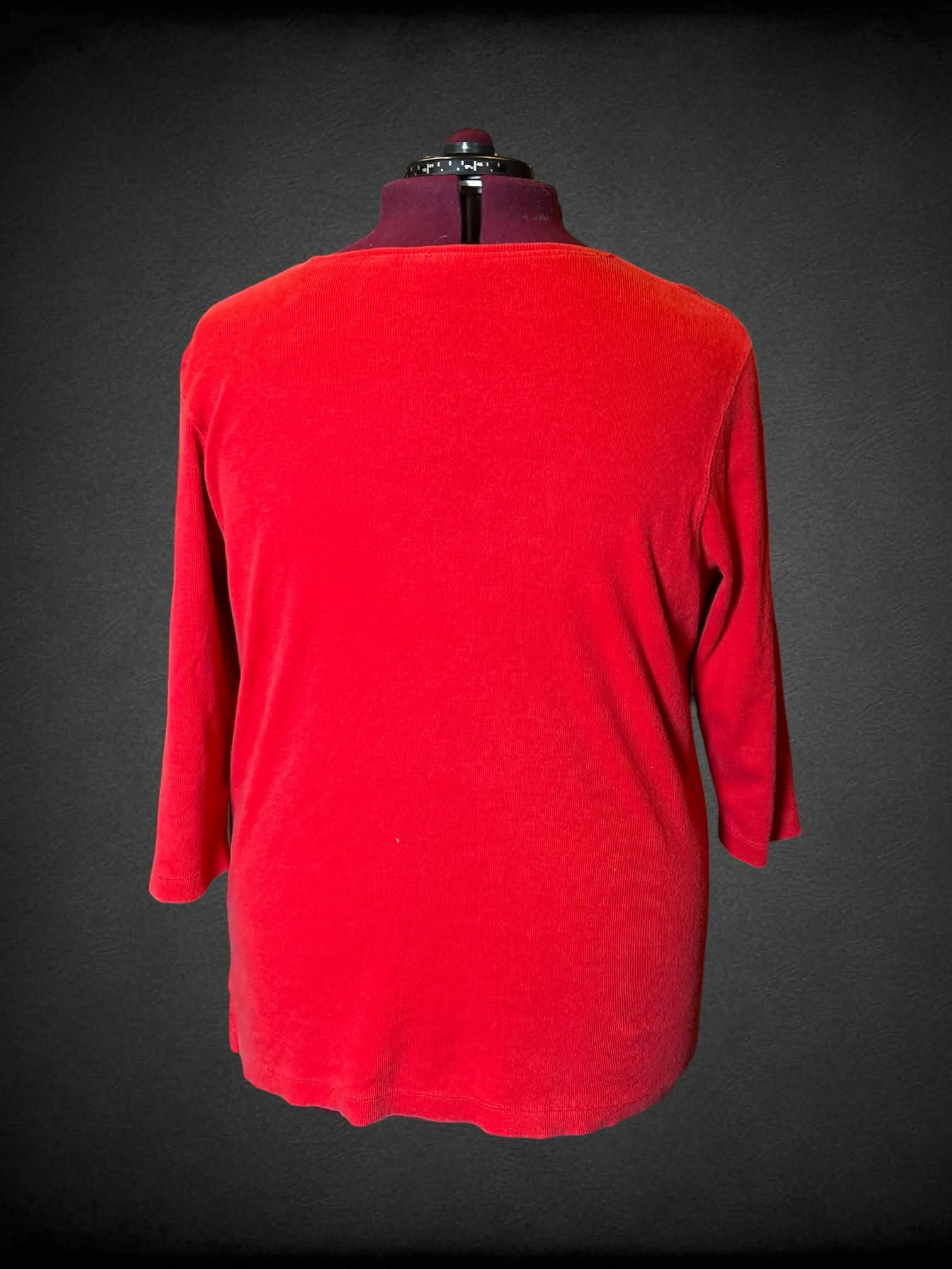 3X Liz Claiborne red three-quarter sleeve ribbed sweater top