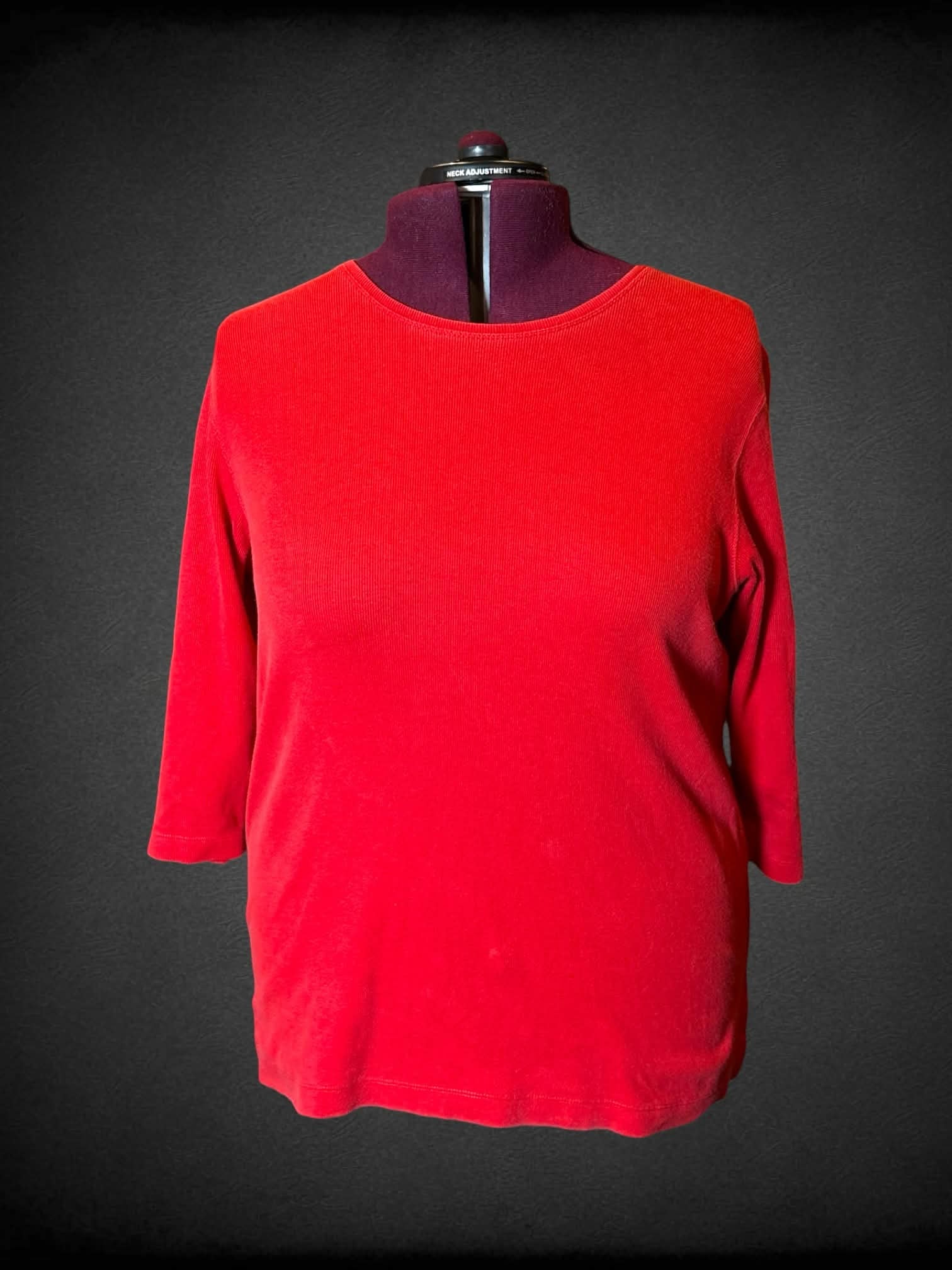 3X Liz Claiborne red three-quarter sleeve ribbed sweater top