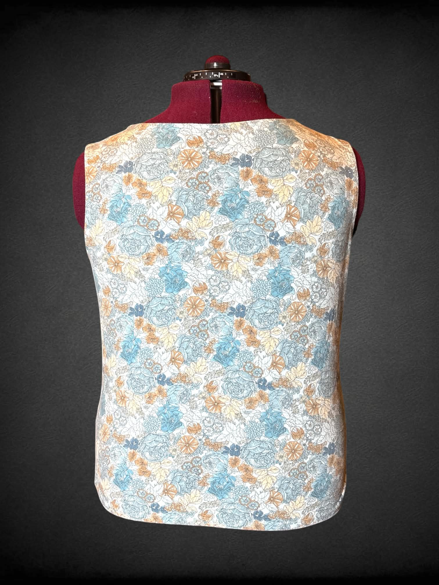 2X J. Jill blue soft sleeveless top with brown floral pattern