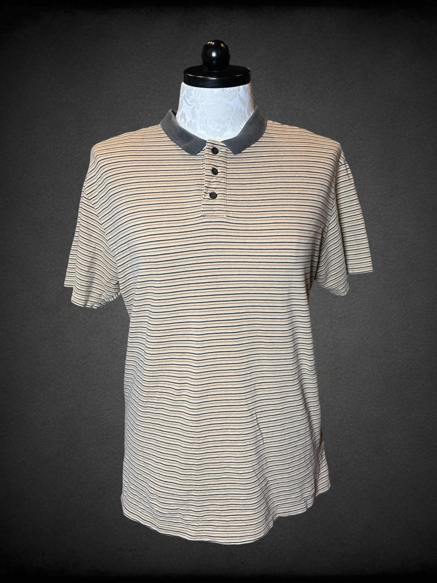 1X Loose Fit vintage brown polo with striped pattern