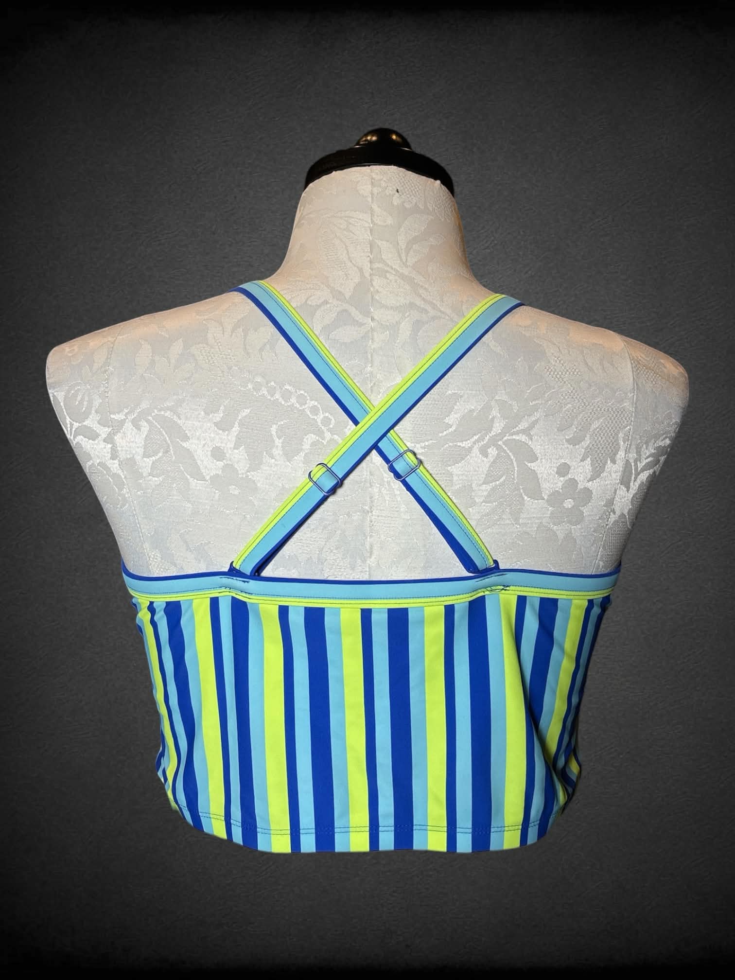 1X Torrid blue & green striped bathing suit top with padded bra