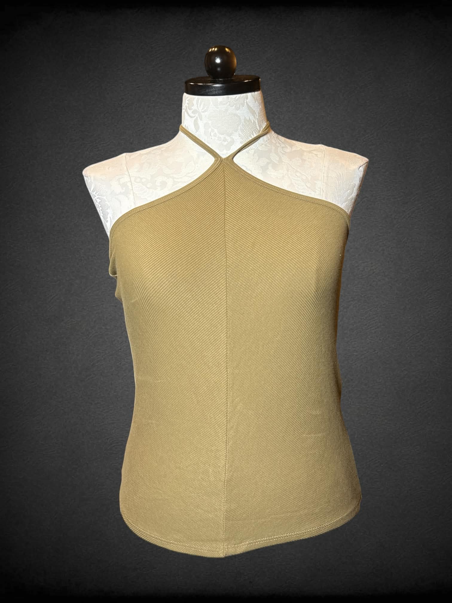 0X Rag & Bone NWT designer moss brown ribbed halter top