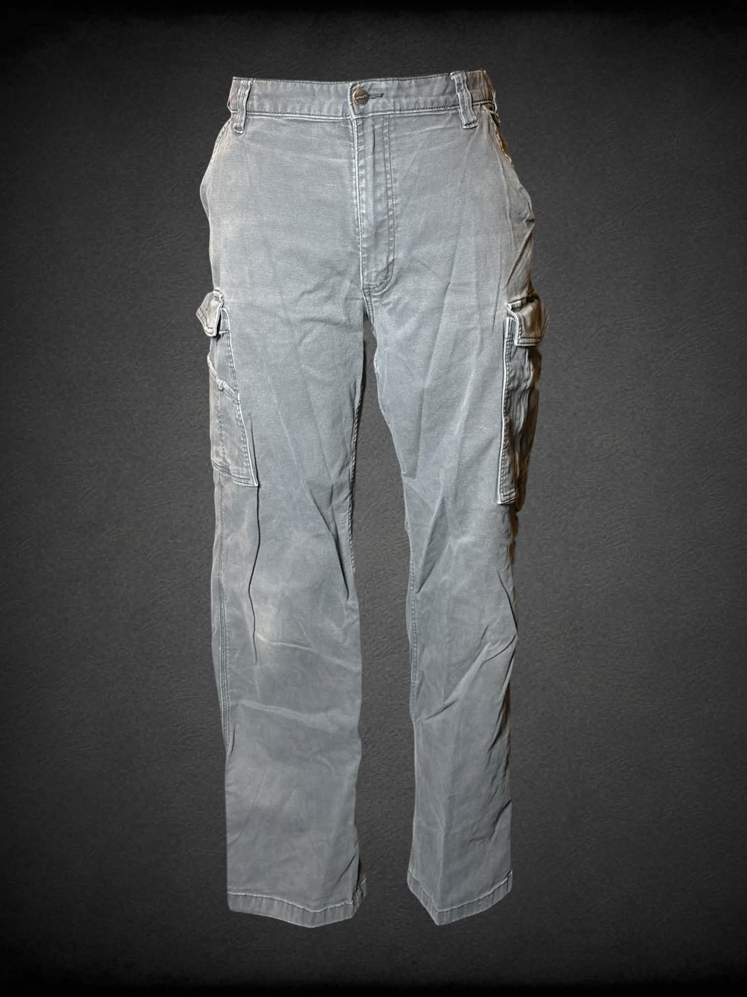 XL Carhartt grey cargo pants with velcro side pockets