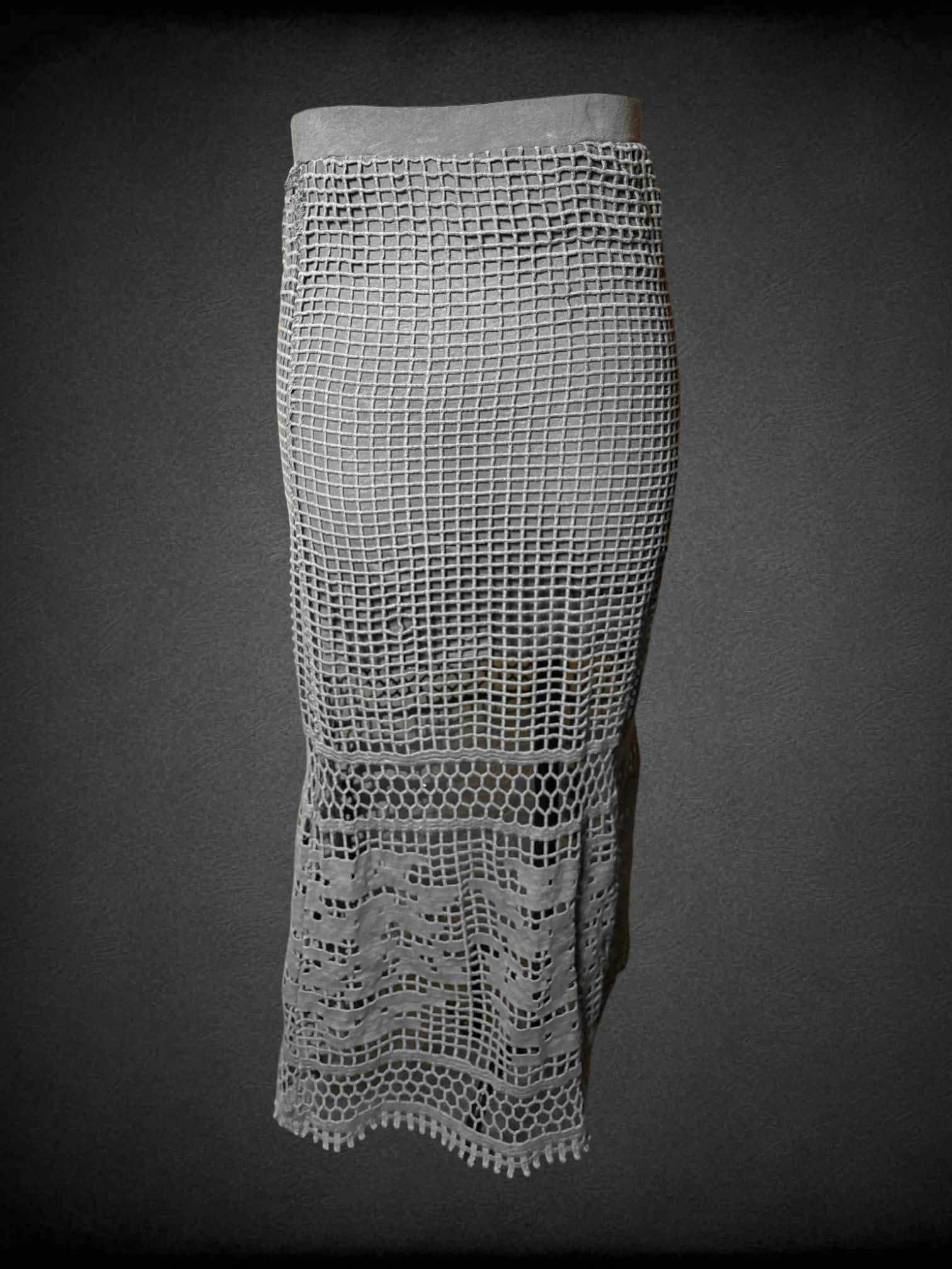 XL Dylan grey fishnet skirt with short inner layer, and stretch waist