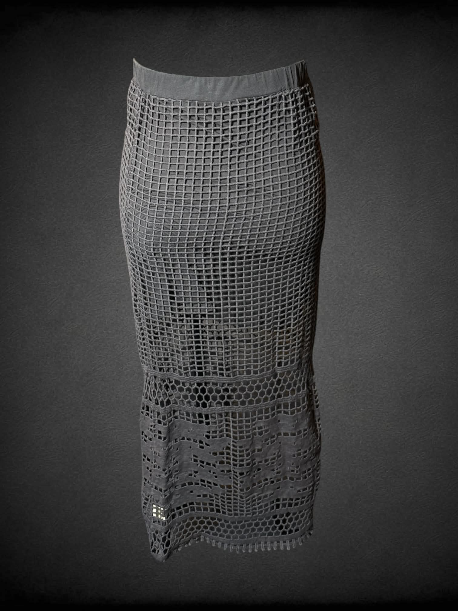 XL Dylan grey fishnet skirt with short inner layer, and stretch waist