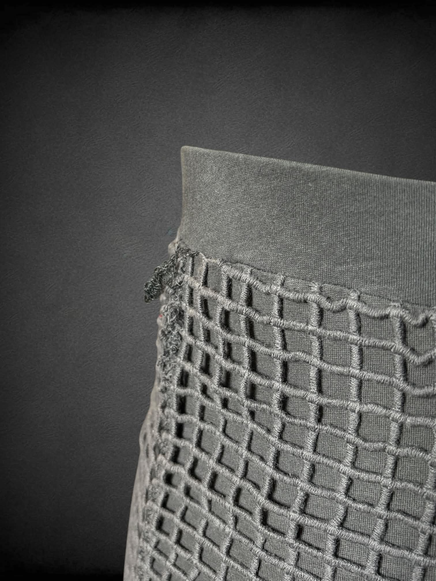 XL Dylan grey fishnet skirt with short inner layer, and stretch waist