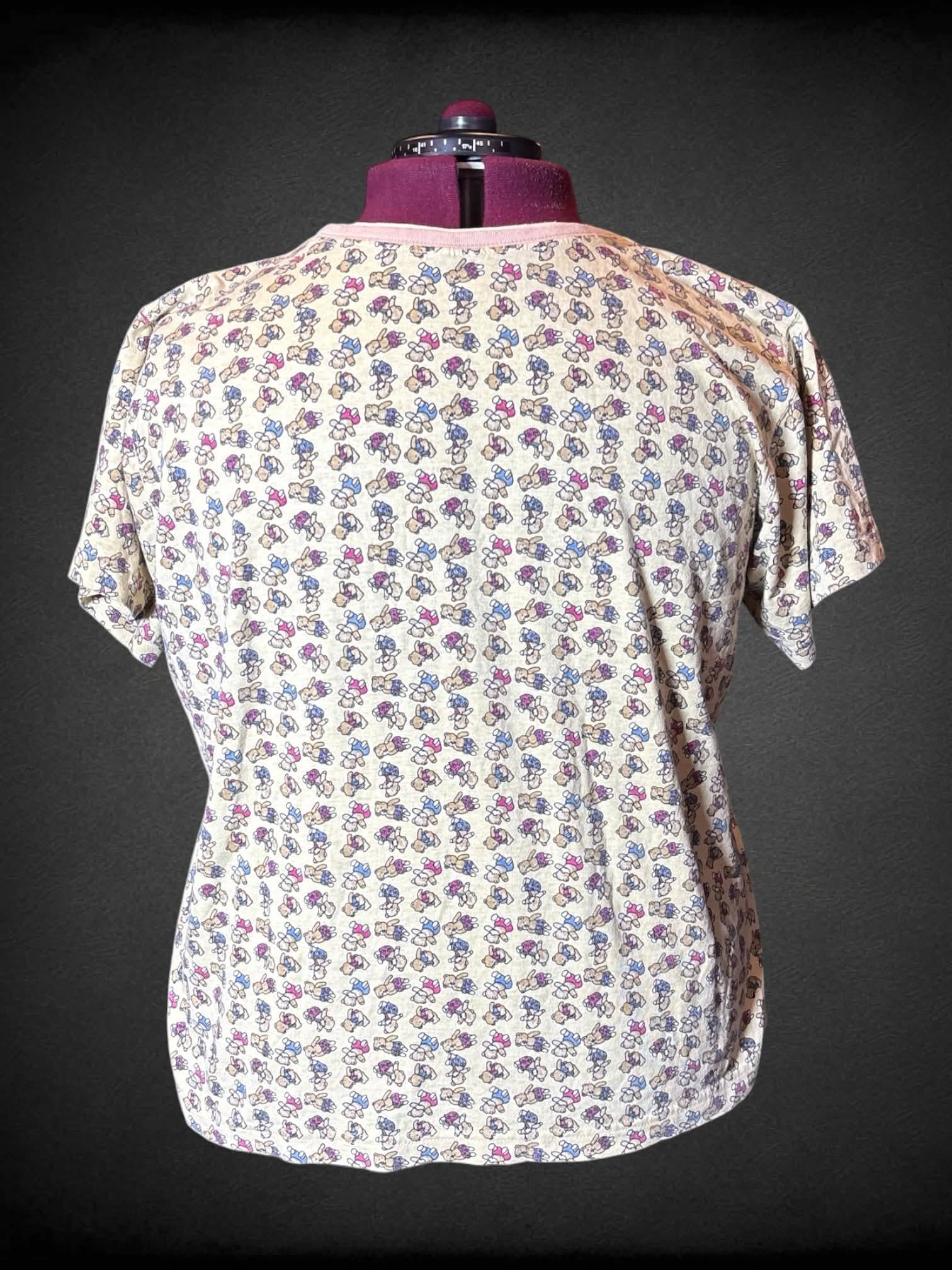 2X vintage yellow t shirt with teddy bear pattern