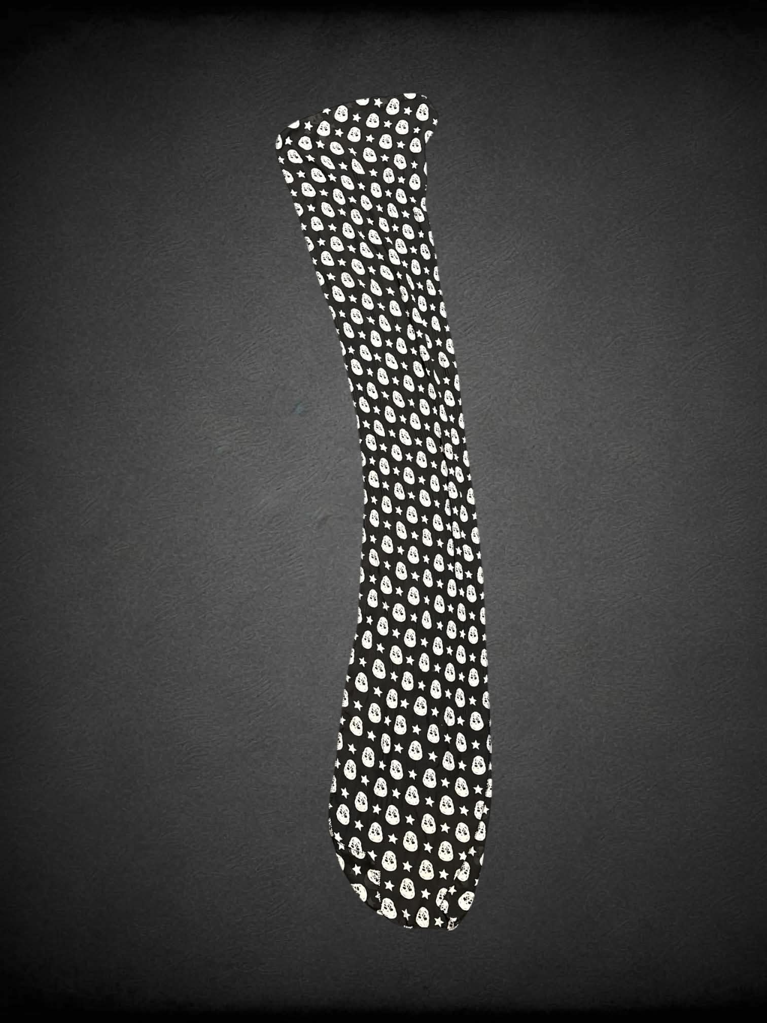 Black 11 x 60 inch black scarf with skull and star design