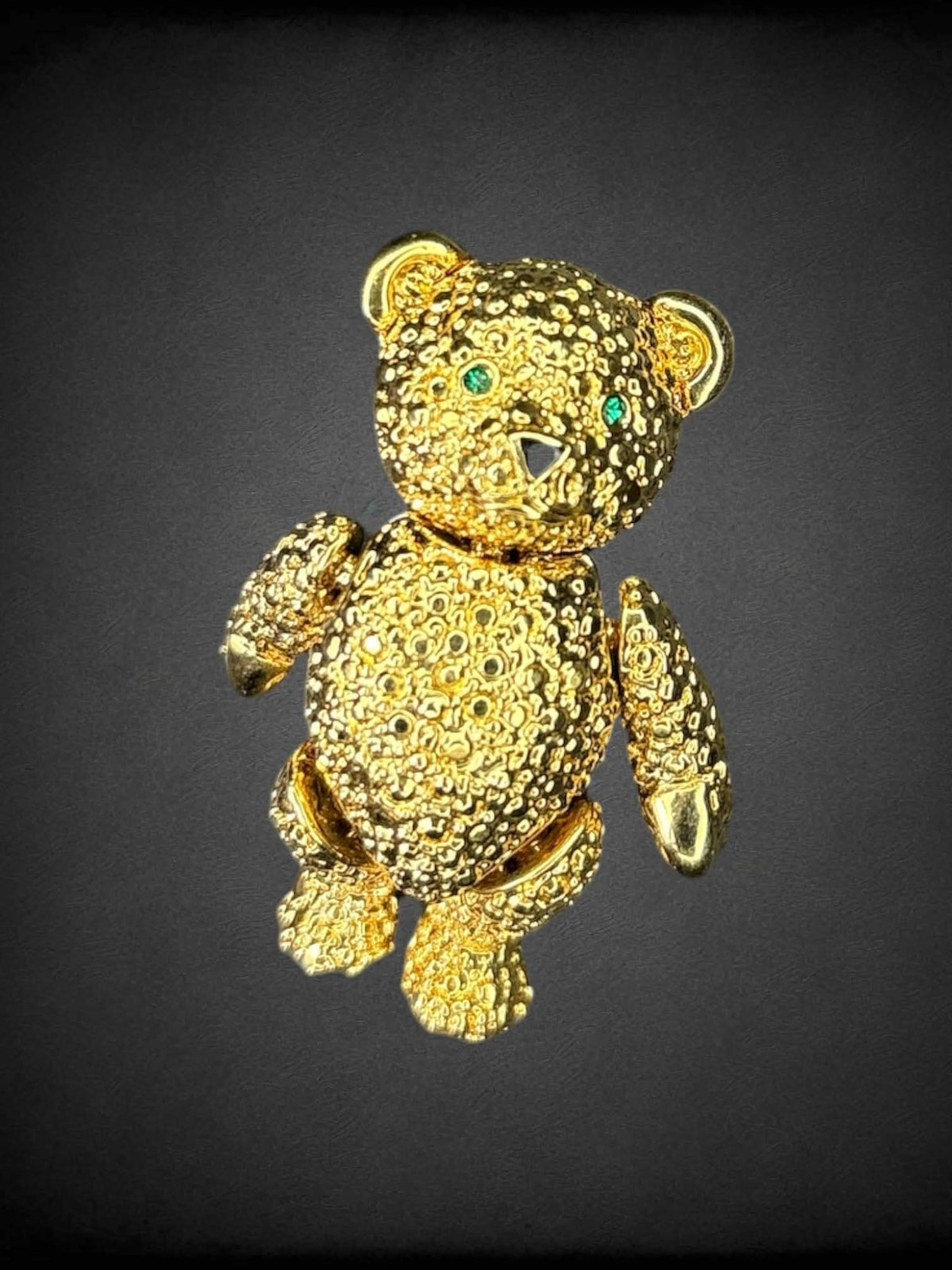 Gold teddy bear brooch with moveable limbs