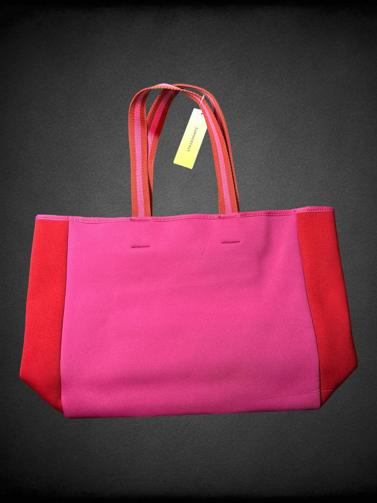 Summersalt NWT pink & red summer tote bag with snap button pocket