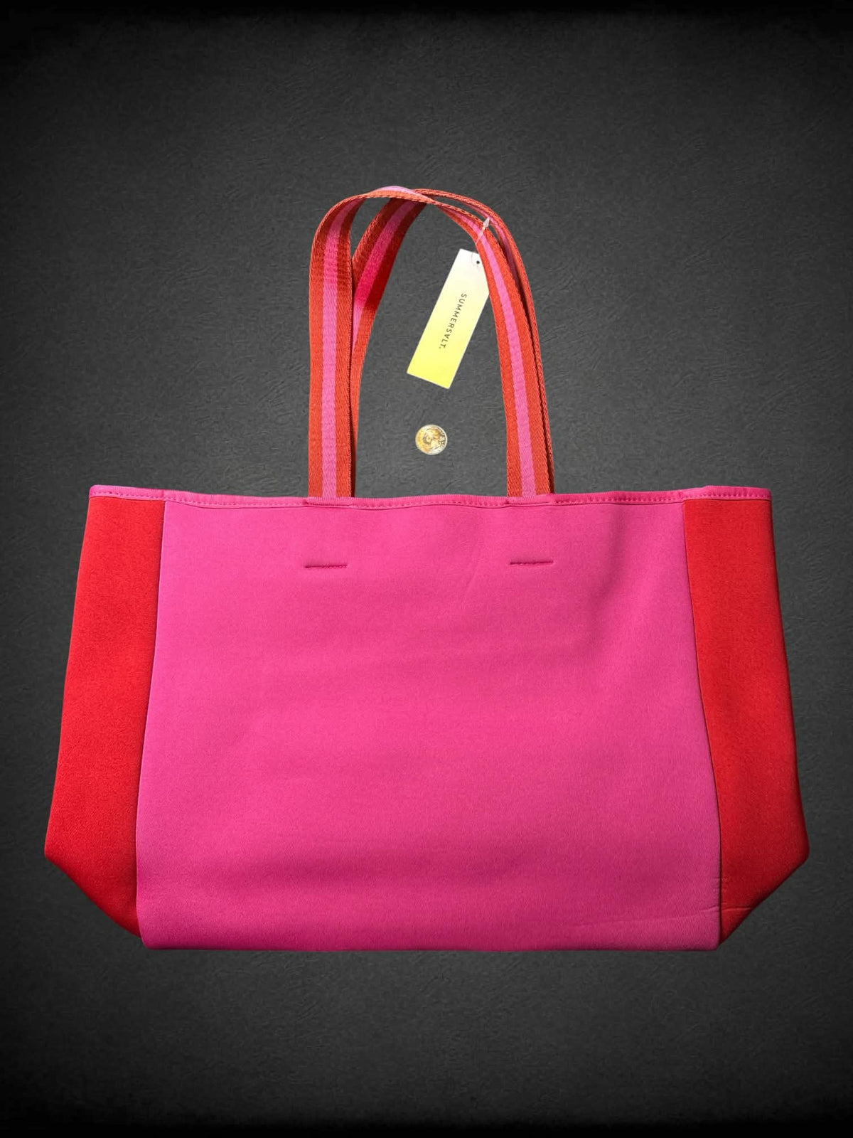 Summersalt NWT pink & red summer tote bag with snap button pocket