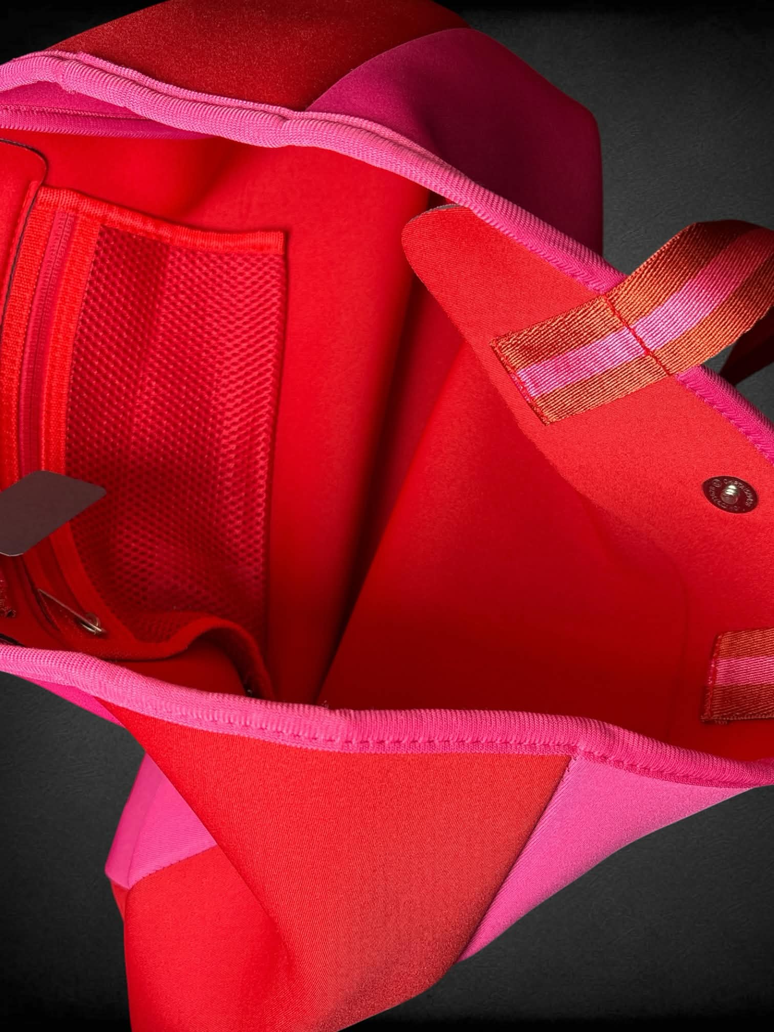 Summersalt NWT pink & red summer tote bag with snap button pocket