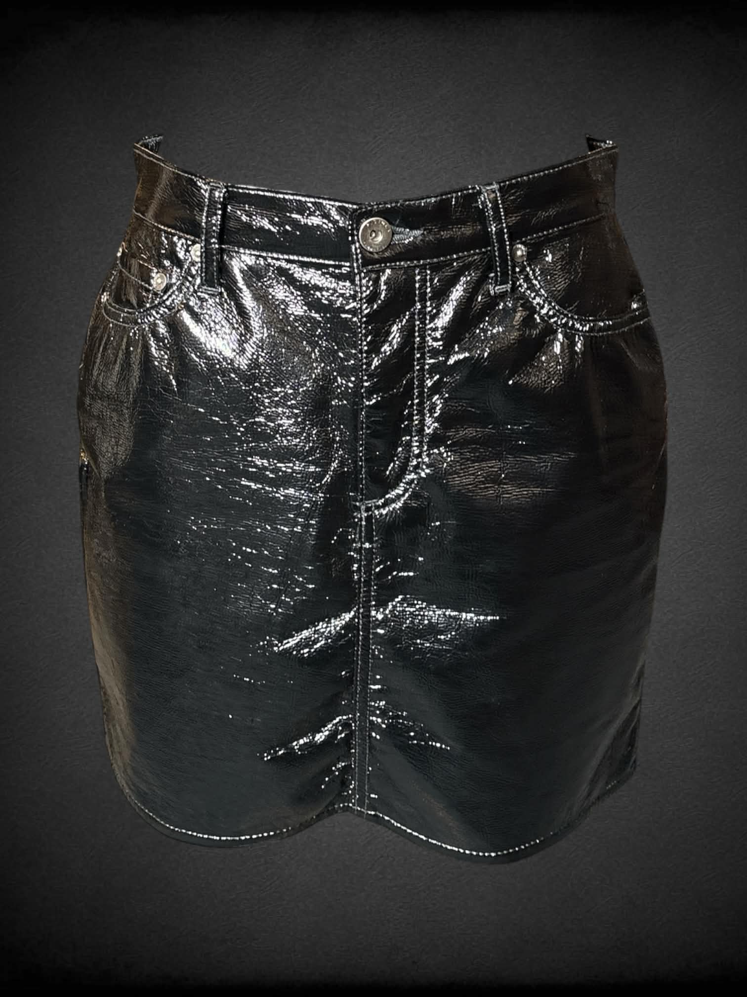 S Pistola black faux leather pencil skirt with pockets