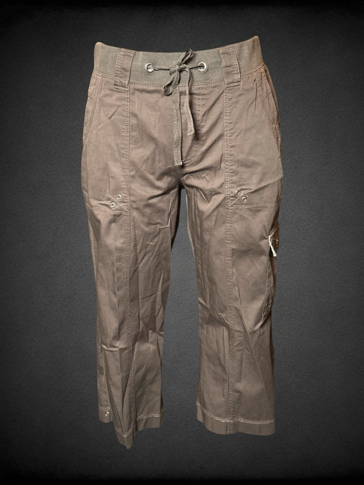 XL Lee brown cargo capri pants with adjustable stretch waist