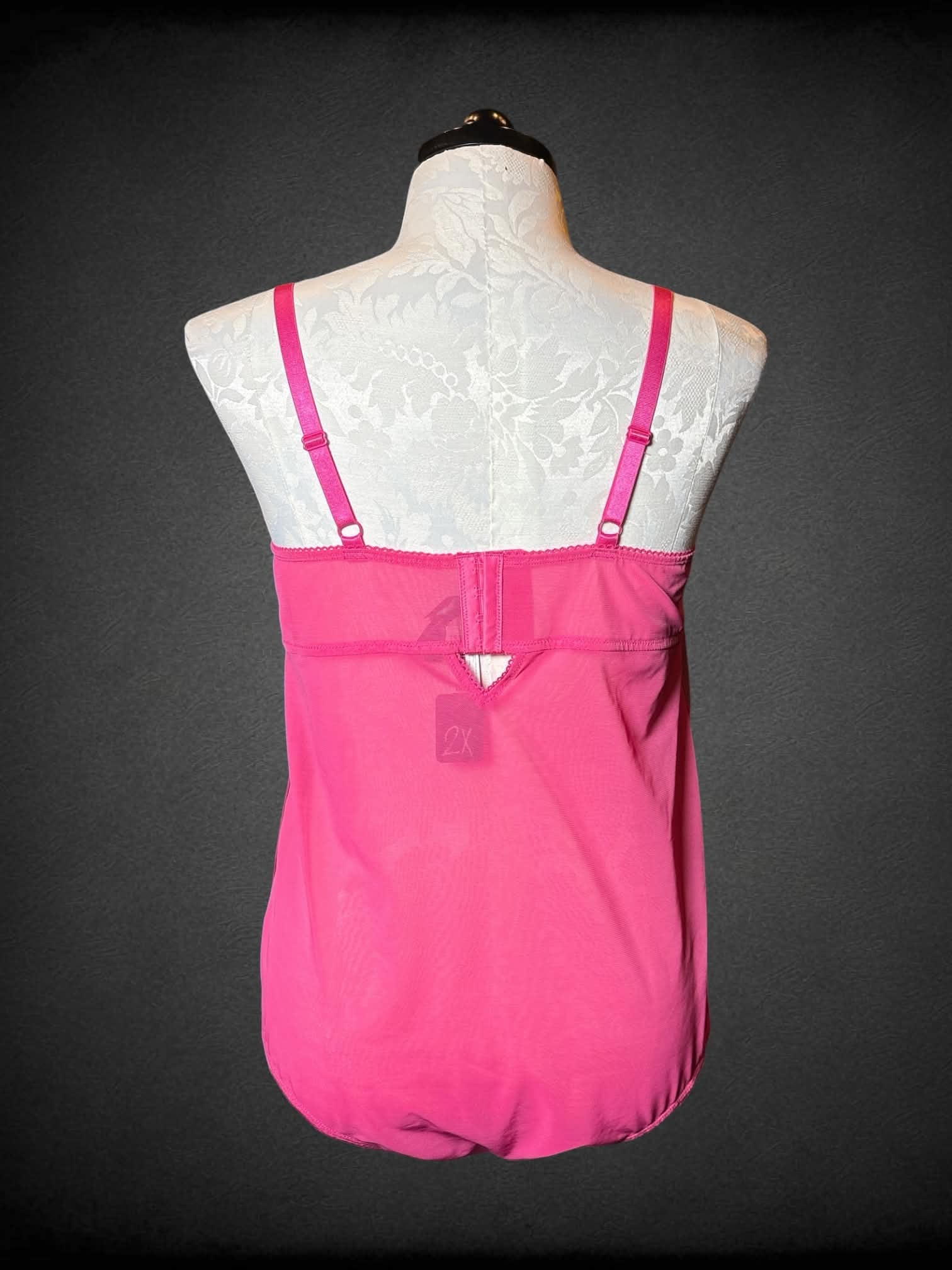 2X Torrid NWT pink mesh lingerie with embroidered floral design on front
