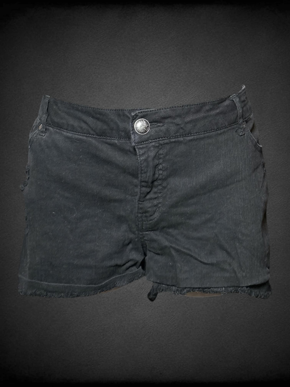 3X Torrid black denim shorts with distressed design