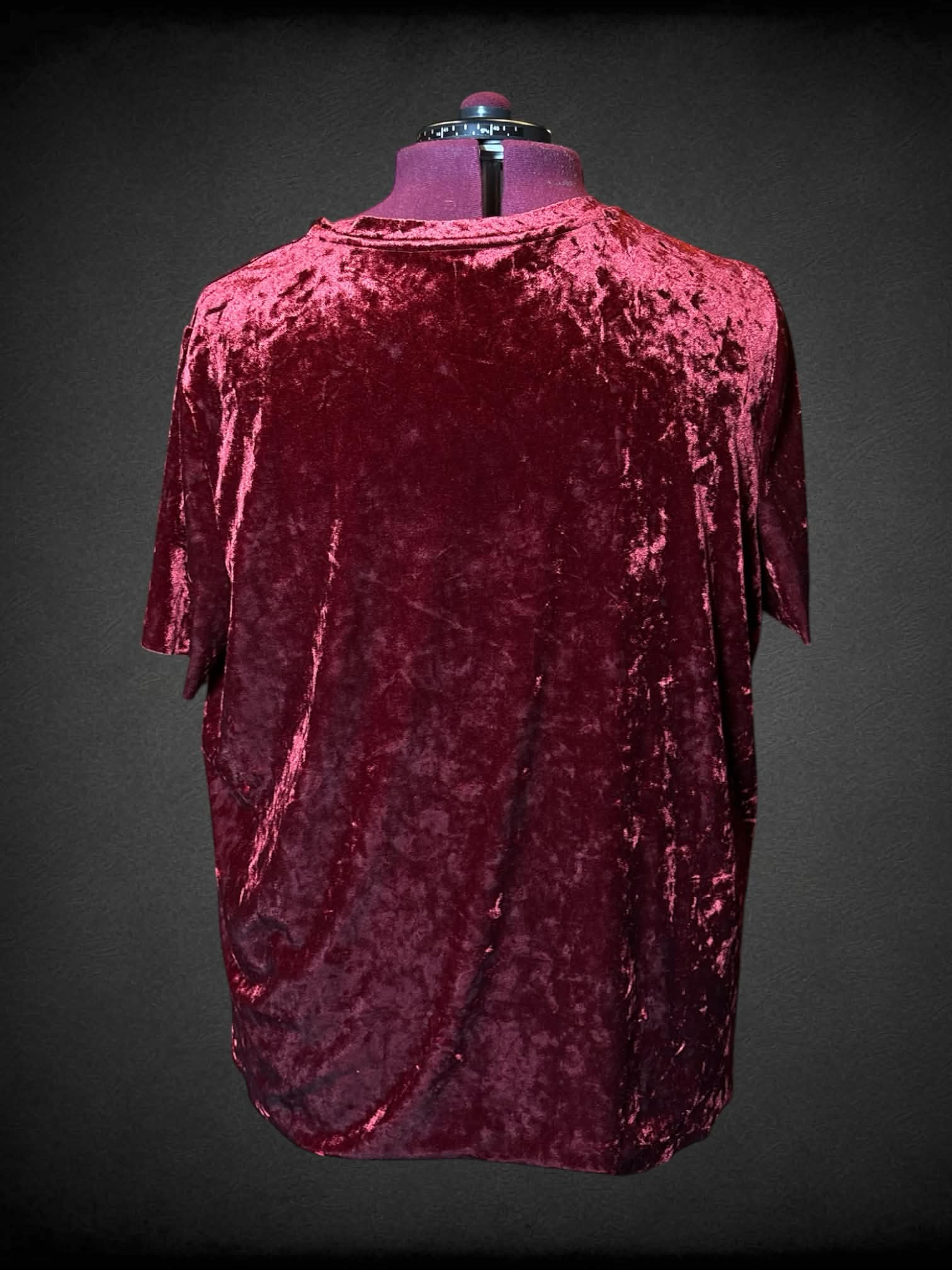 2X Falls Creek red crushed velvet top with pocket on front