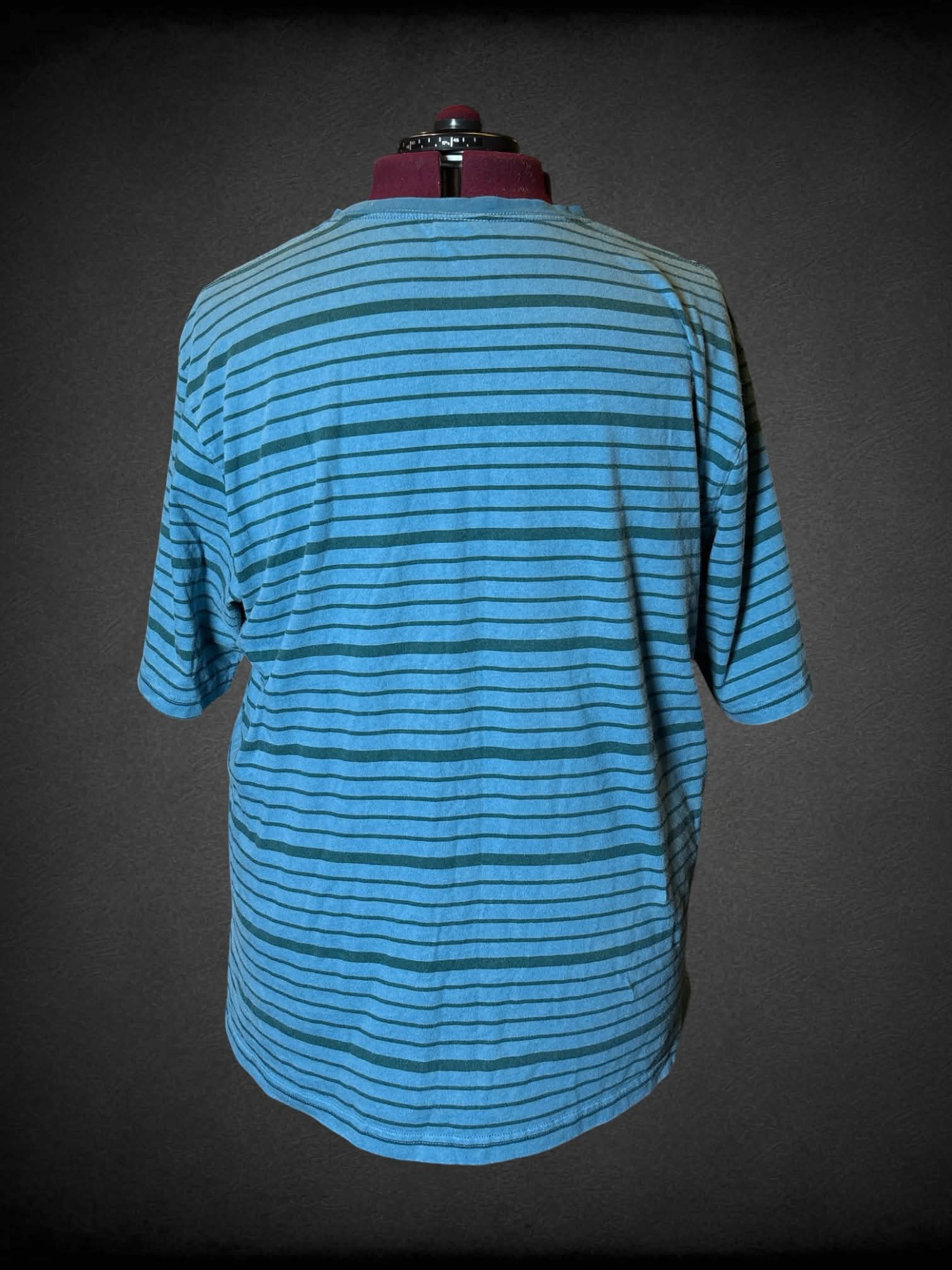 3X DumbGood blue t shirt with green striped pattern, and “Invader Zim” graphic on front