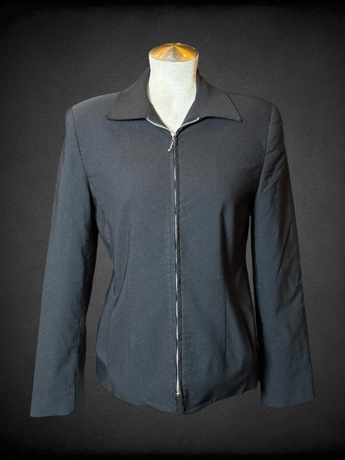 L J. G. Hook vintage black zip-up jacket with padded shoulders