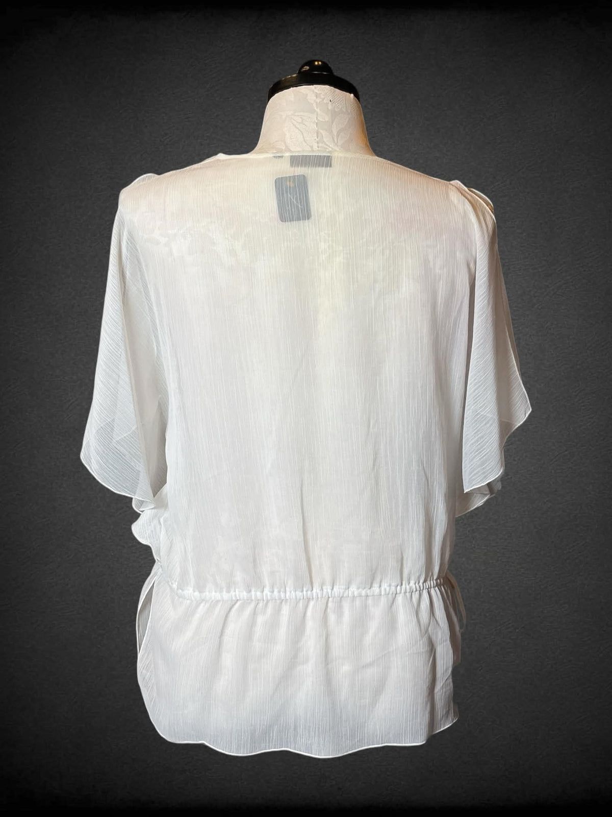 1X Apt. 9 sheer white flowy blouse with embroidered design on front