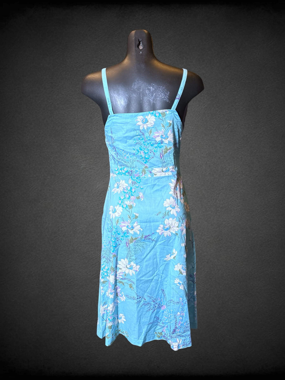 XS Jigsaw vintage Y2K blue short dress with floral pattern, and zipper on side