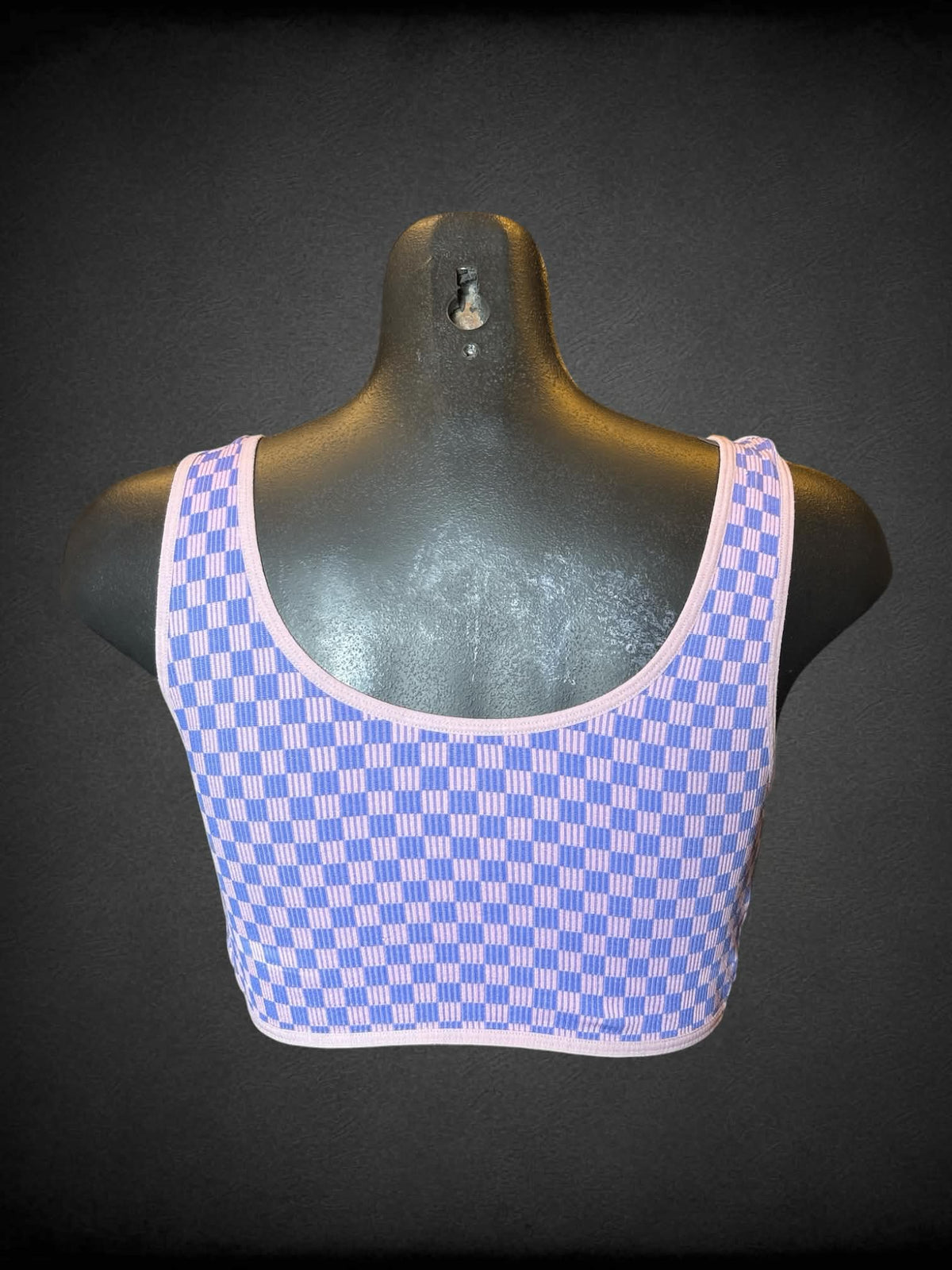 L pink & purple ribbed checkerboard twist top