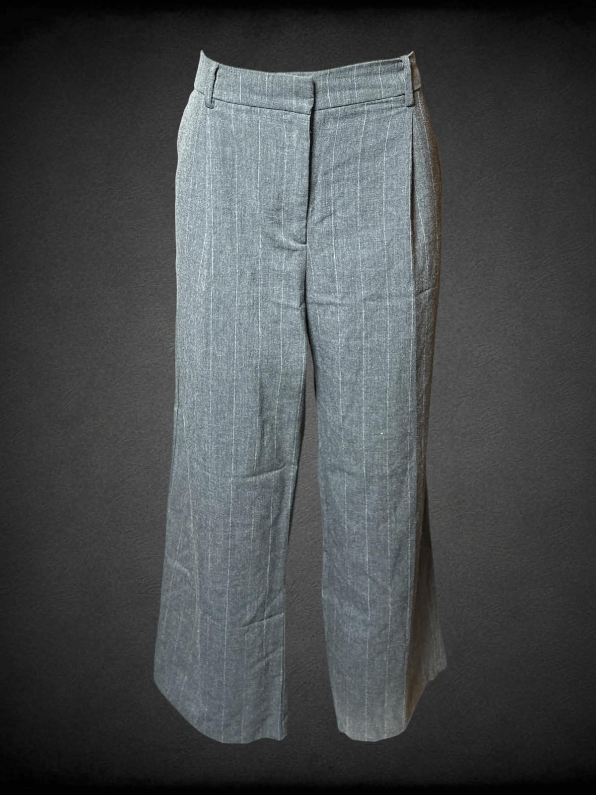 L H&M grey & white striped wide legged formal pants