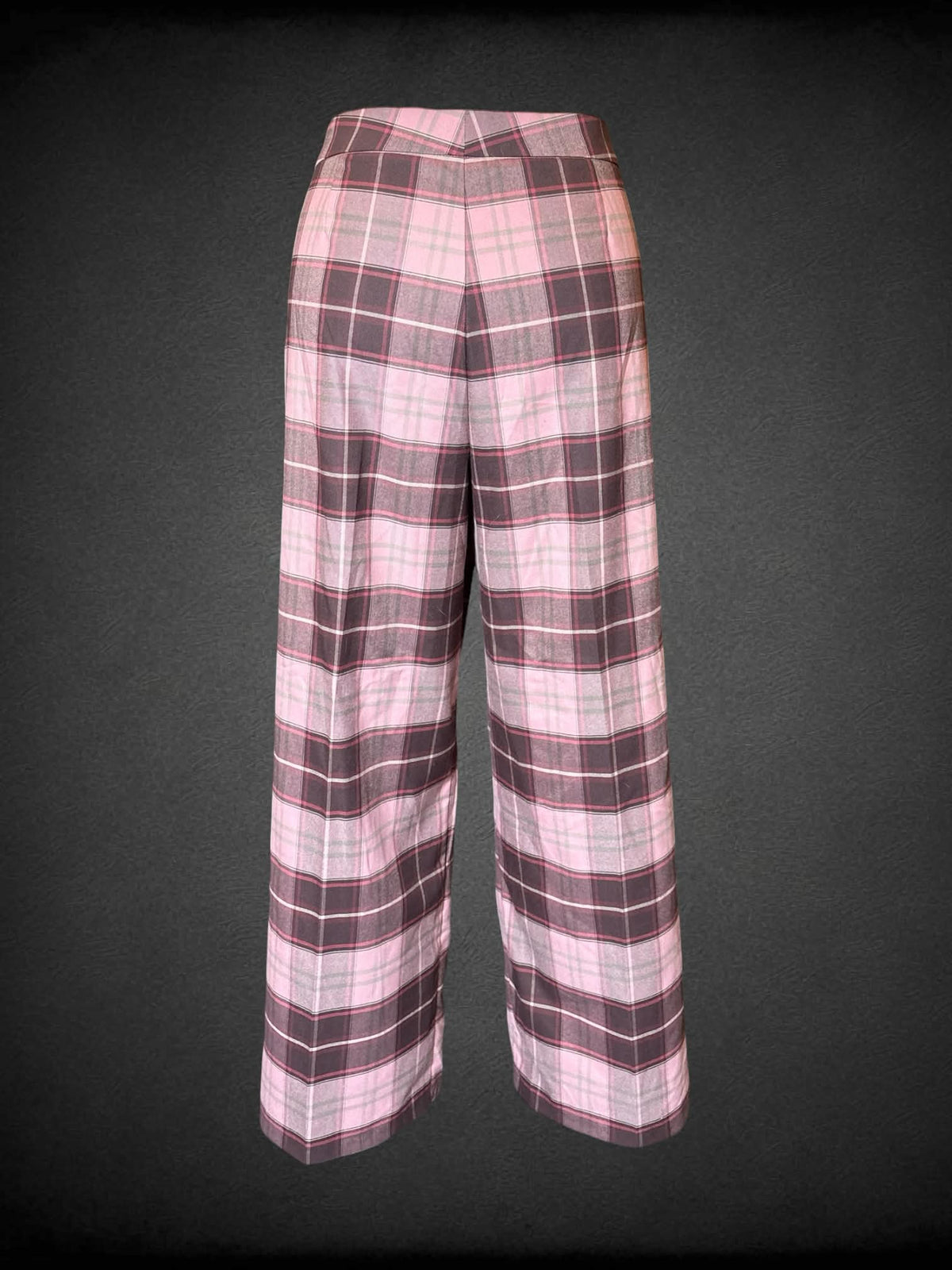 1X Ashley Stewart pink & brown plaid pants with faux pockets