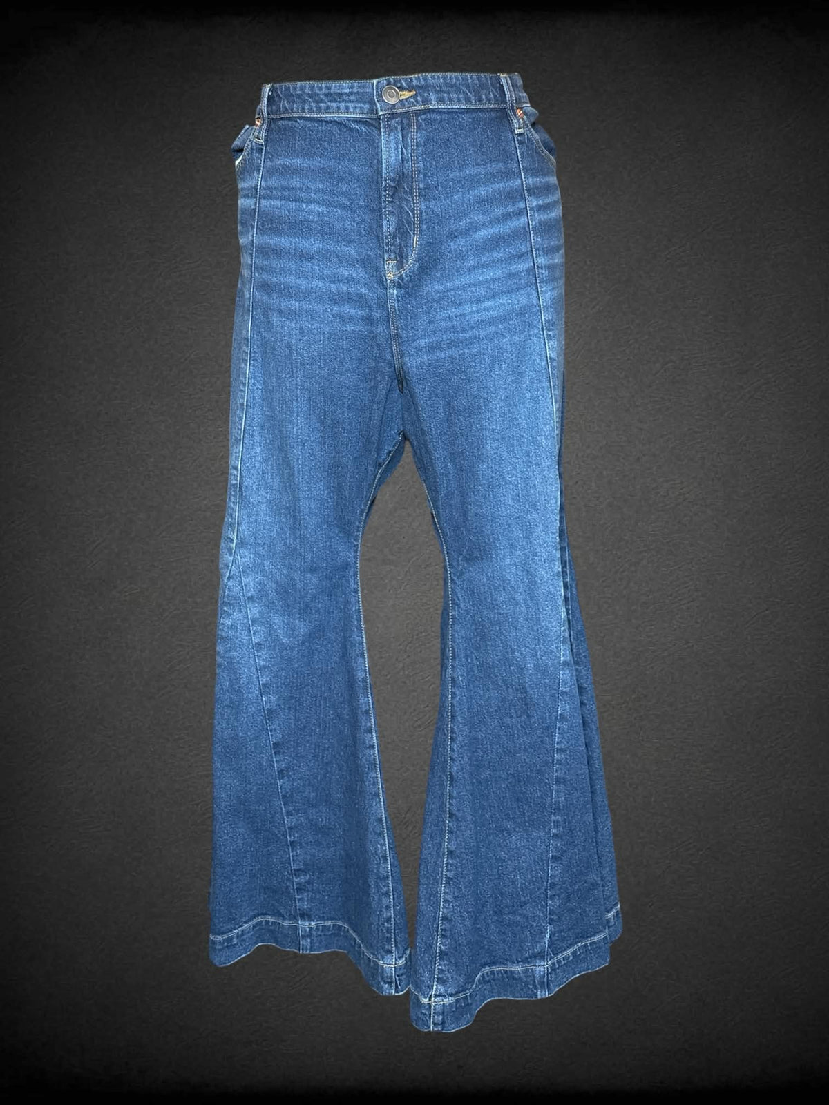 3X Festi blue flare jeans with decorative seam design
