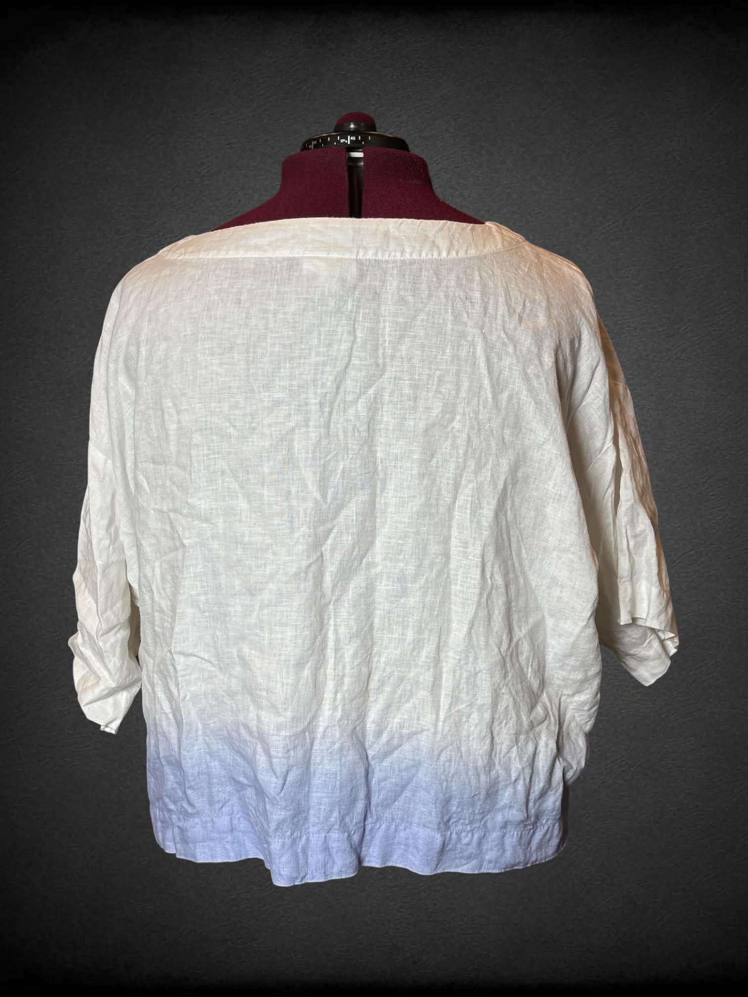 3X Pure Jill white linen top with watercolor flower design
