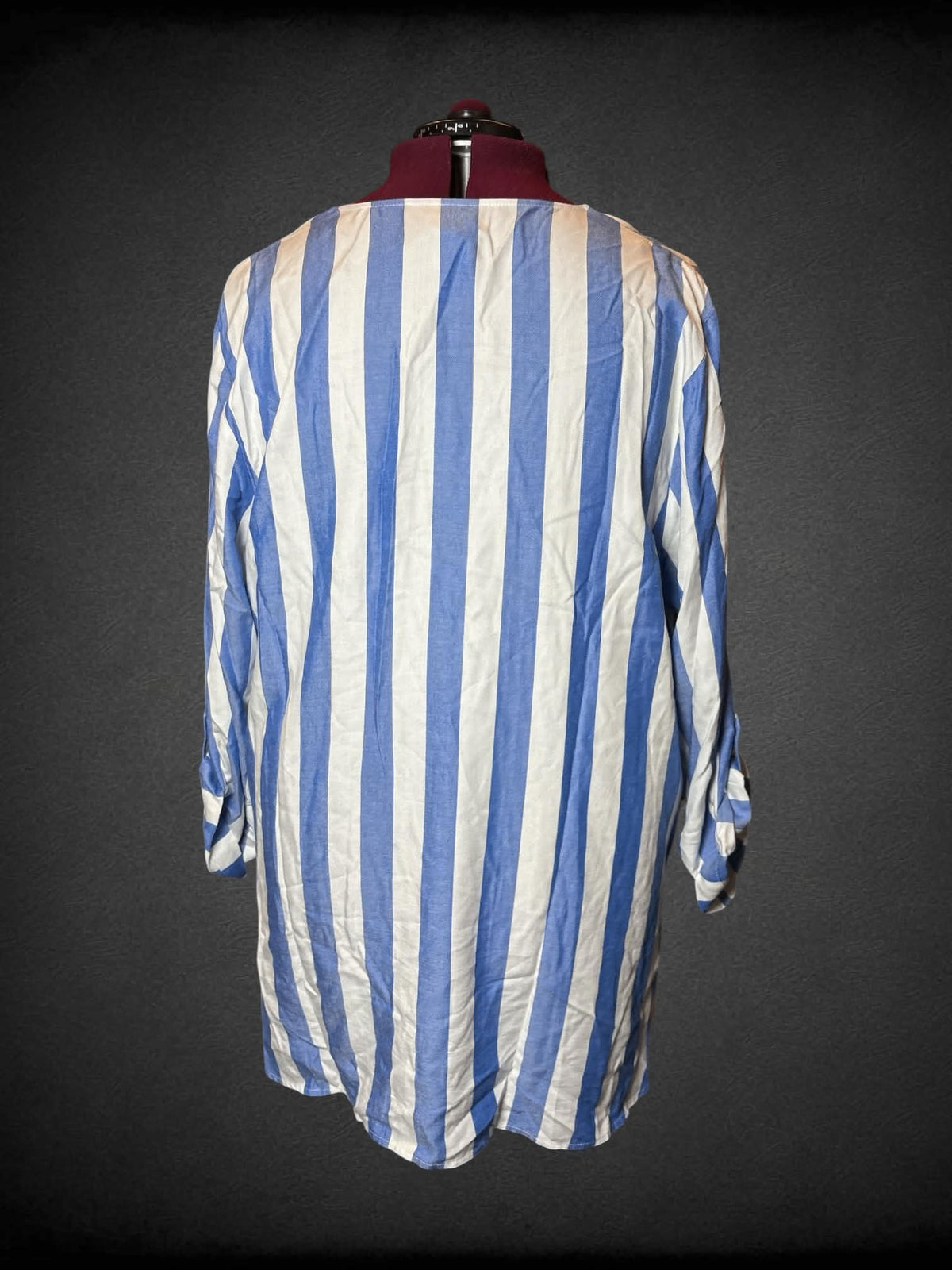 3X Ruby Rd blue & white striped long-sleeve flowy shirt