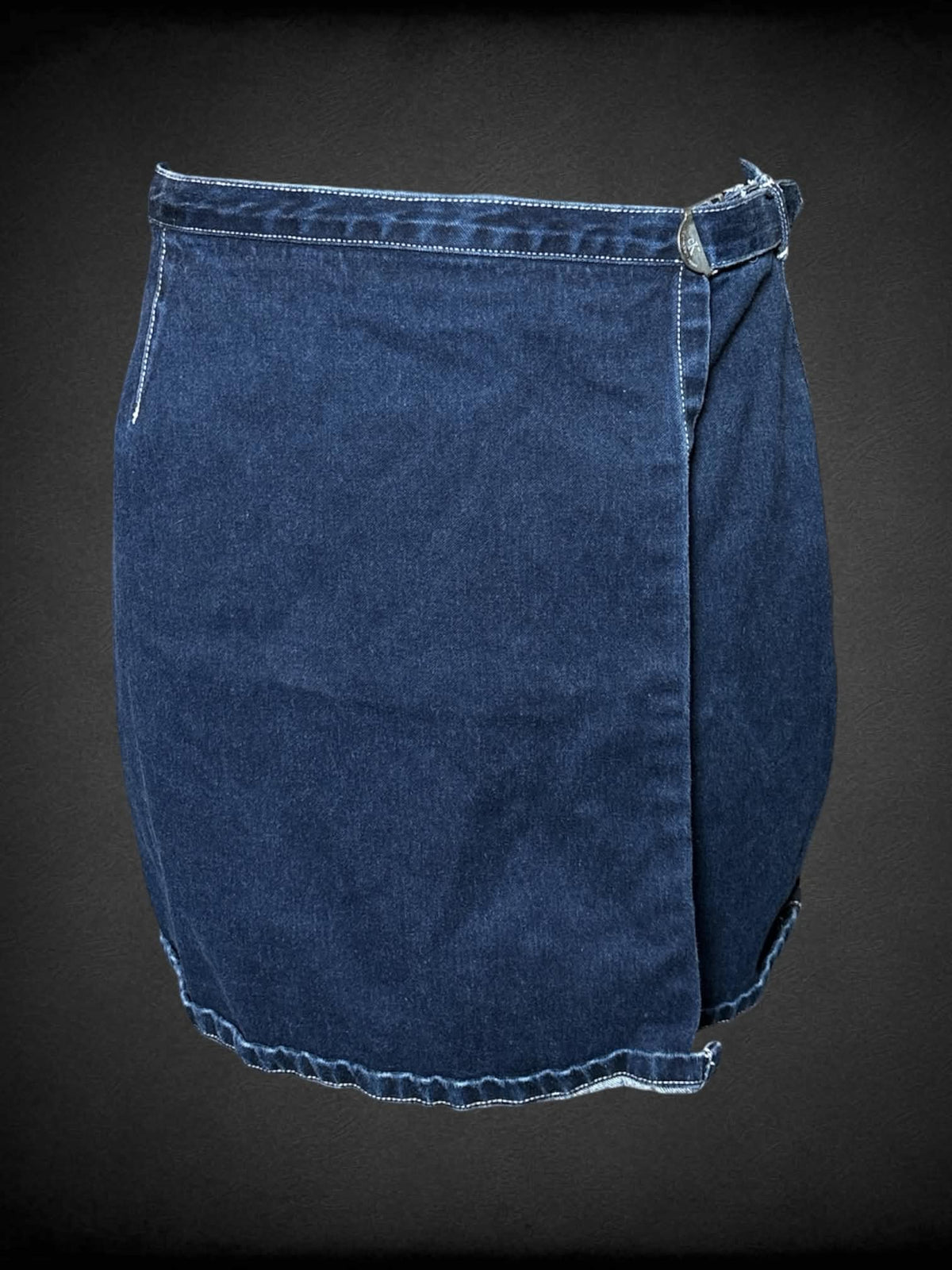 S Calvin Klein blue denim wrap-around skirt with adjustable waist