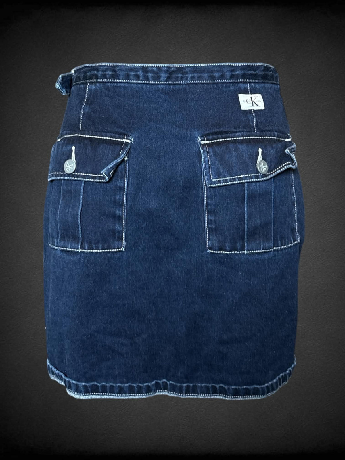 S Calvin Klein blue denim wrap-around skirt with adjustable waist