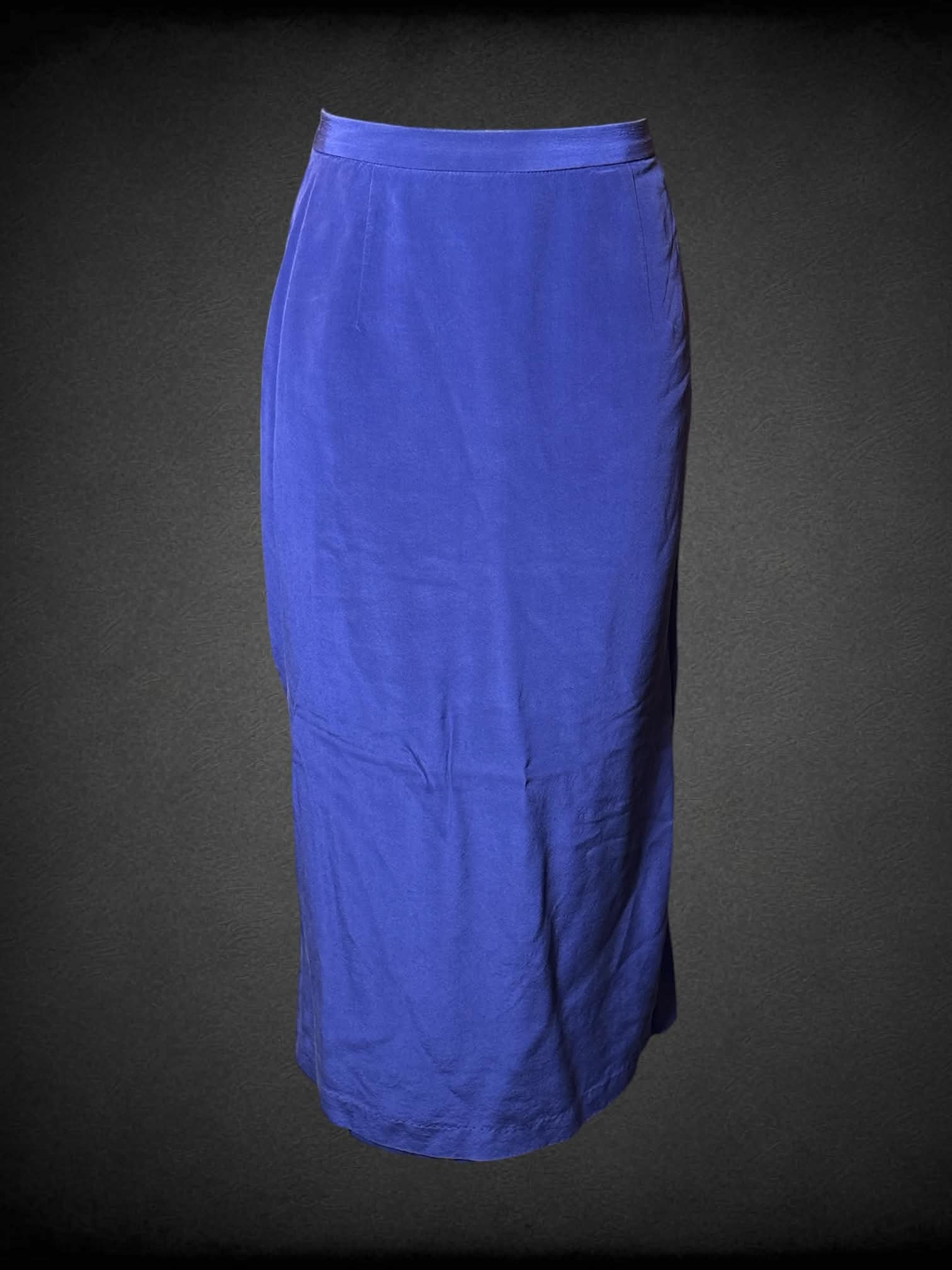 M Maggy London vintage indigo silk skirt with zipper on back