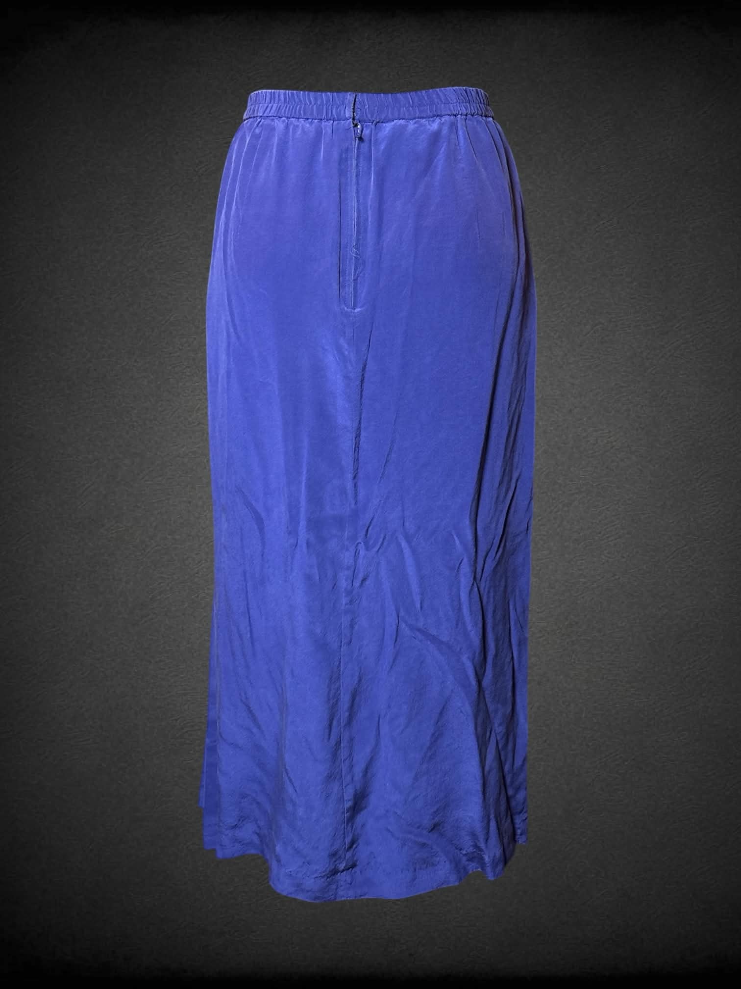 M Maggy London vintage indigo silk skirt with zipper on back