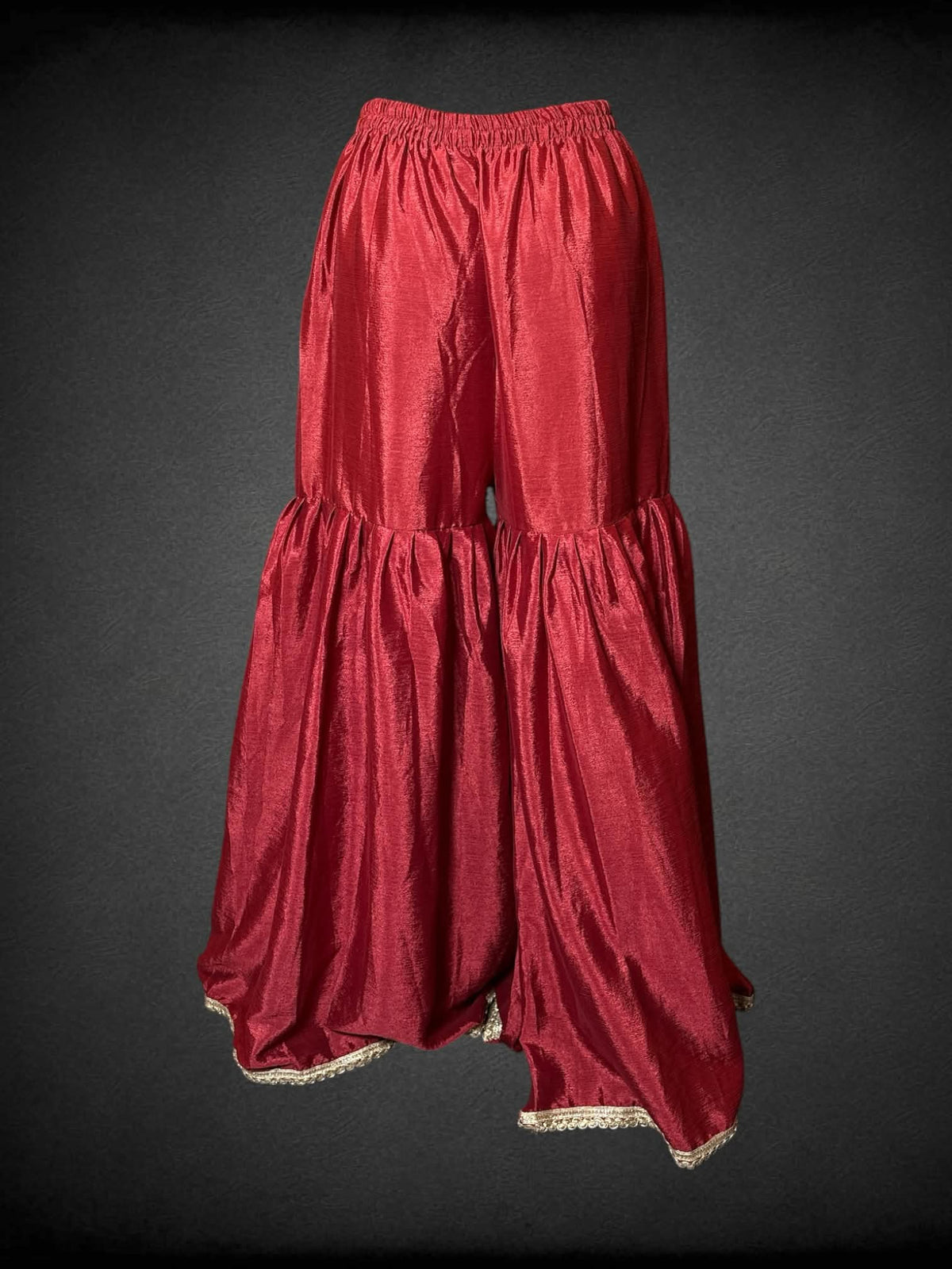 XL red Shalwar Kameez two-piece set with gold embroidery design with sequin