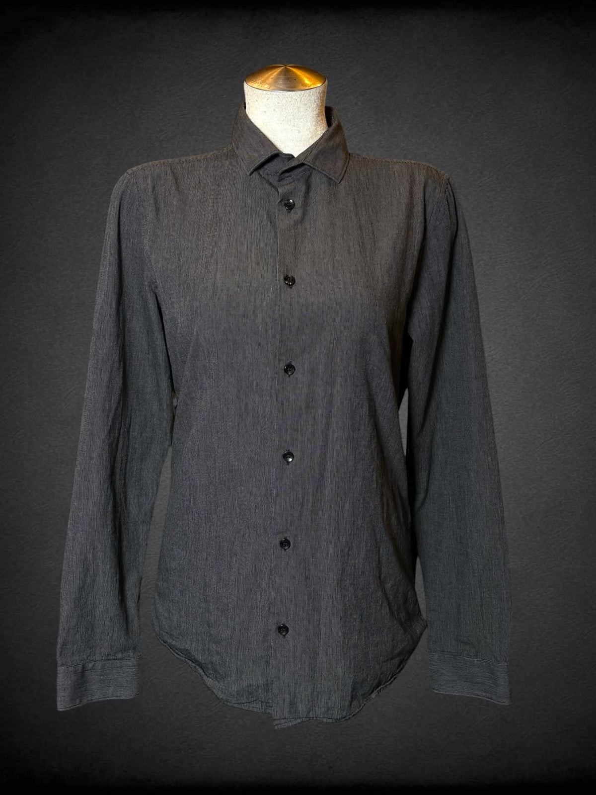 L Versace Collection grey button-up shirt with striped design