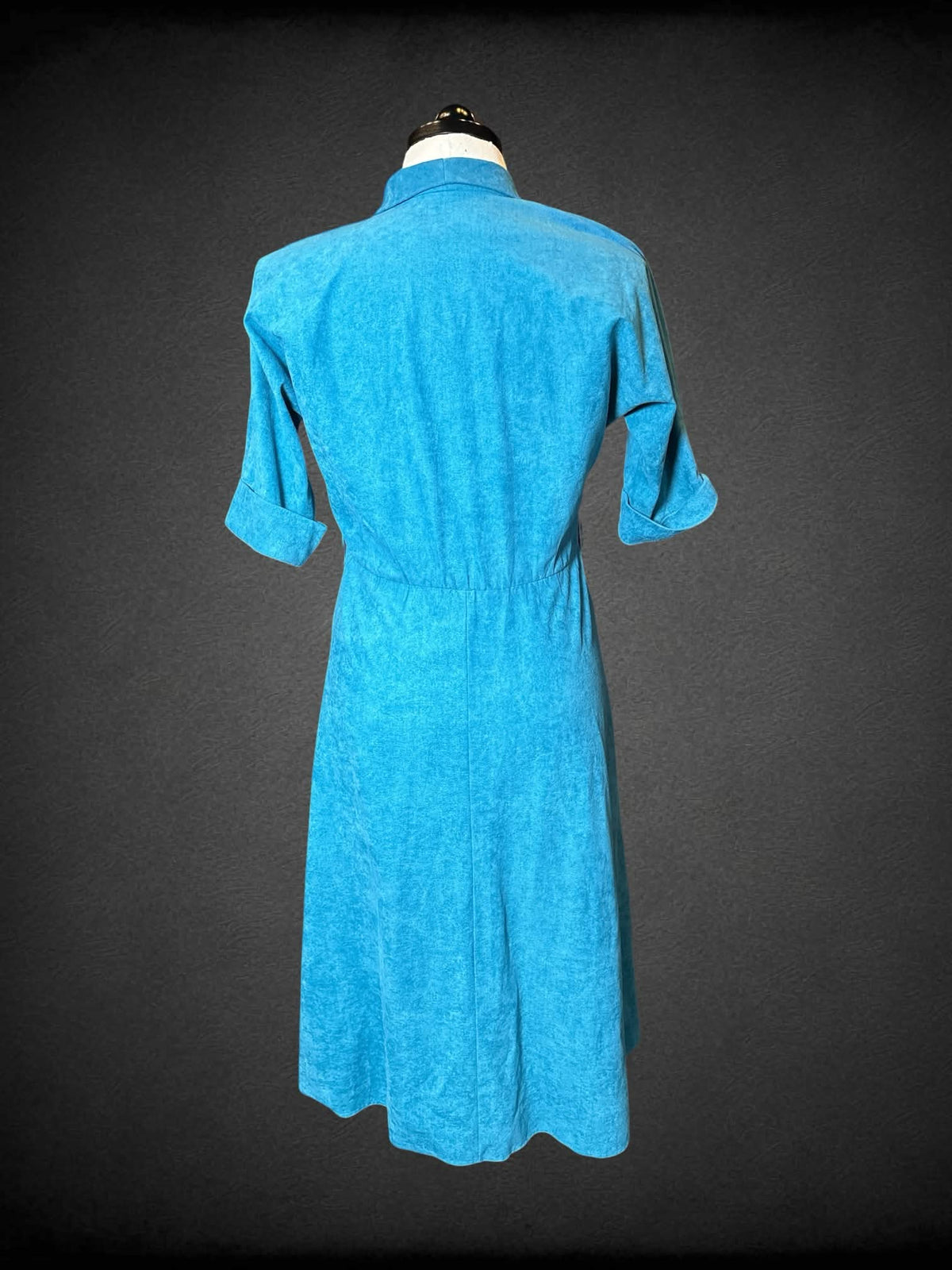 XL Stuart Alan vintage teal button-up dress with pockets