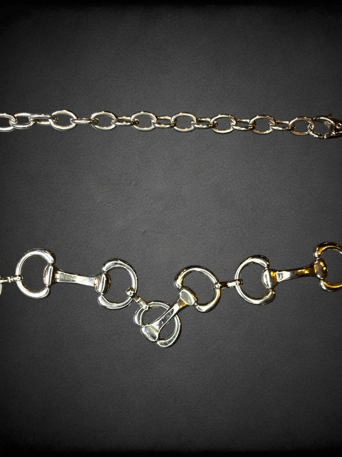 S-1X silver horse bit chain belt