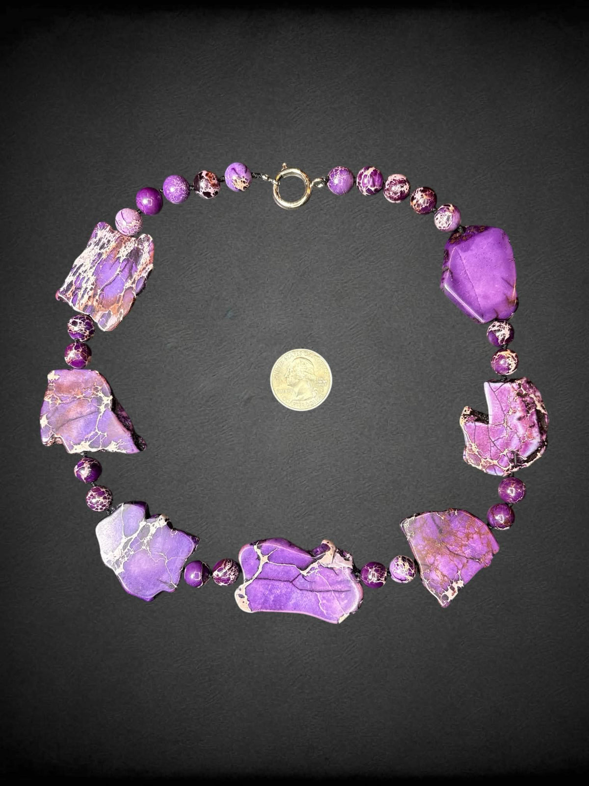 Purple Imperial Jasper stone necklace
