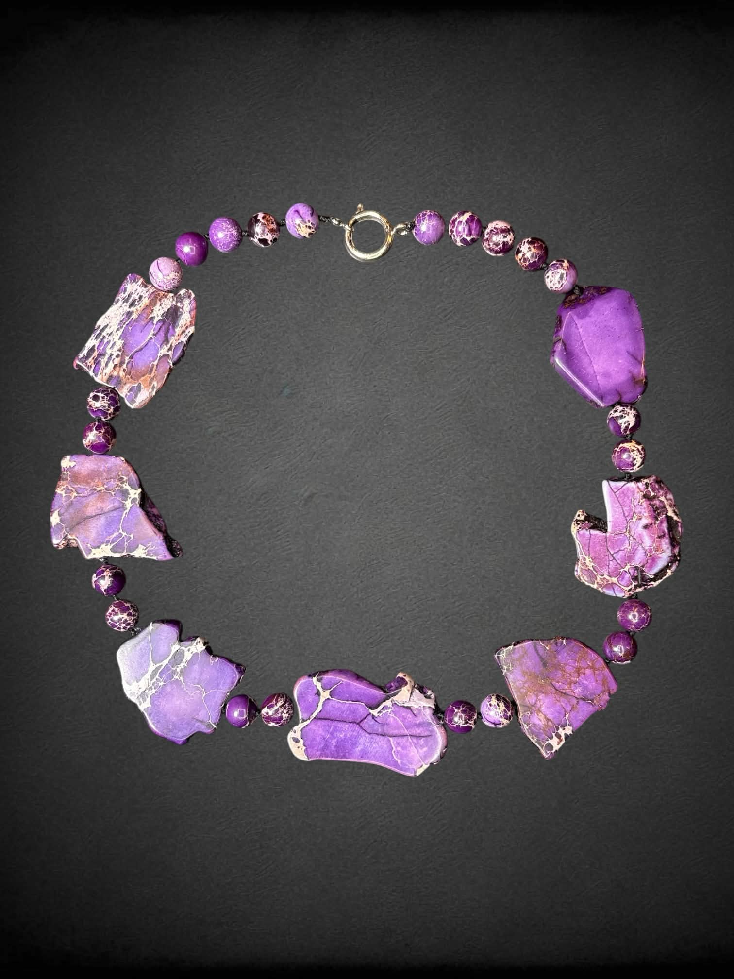Purple Imperial Jasper stone necklace