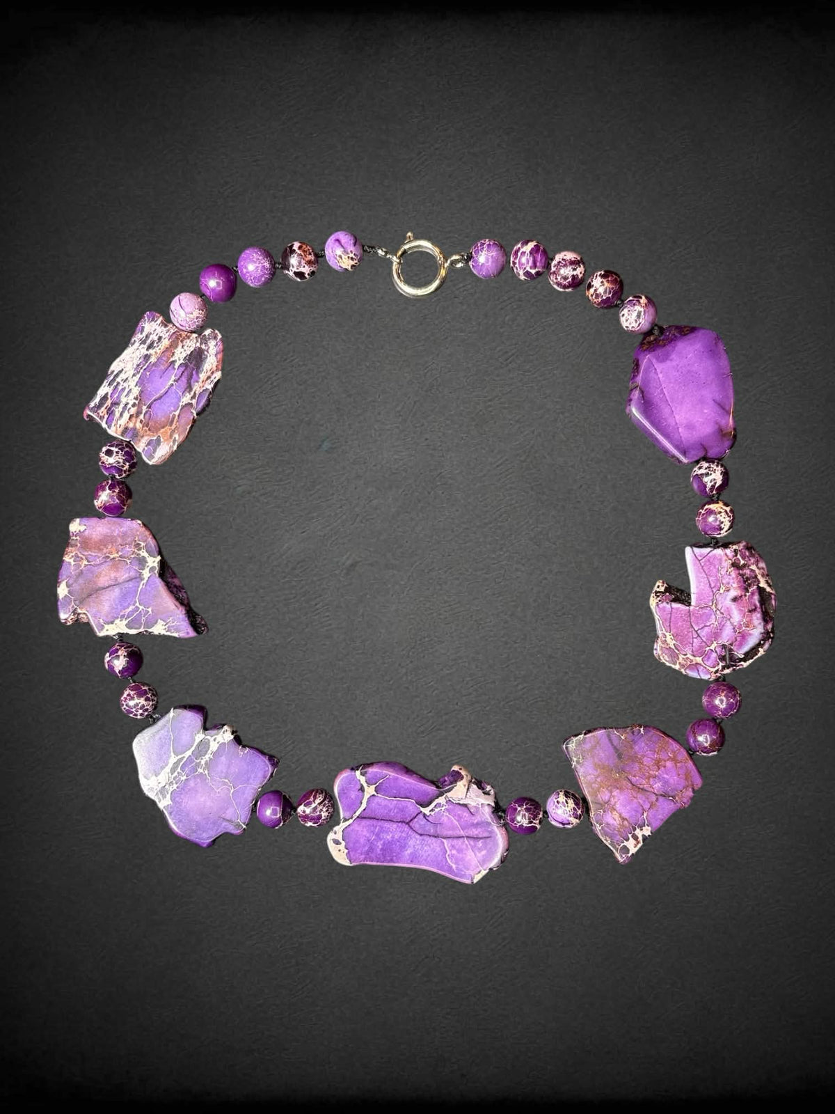 Purple Imperial Jasper stone necklace