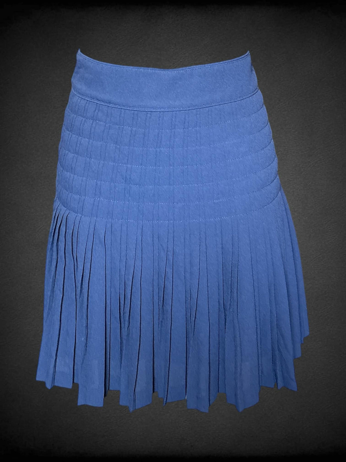 S J. Crew navy blue high-waisted skirt with pleated design, and zipper on back