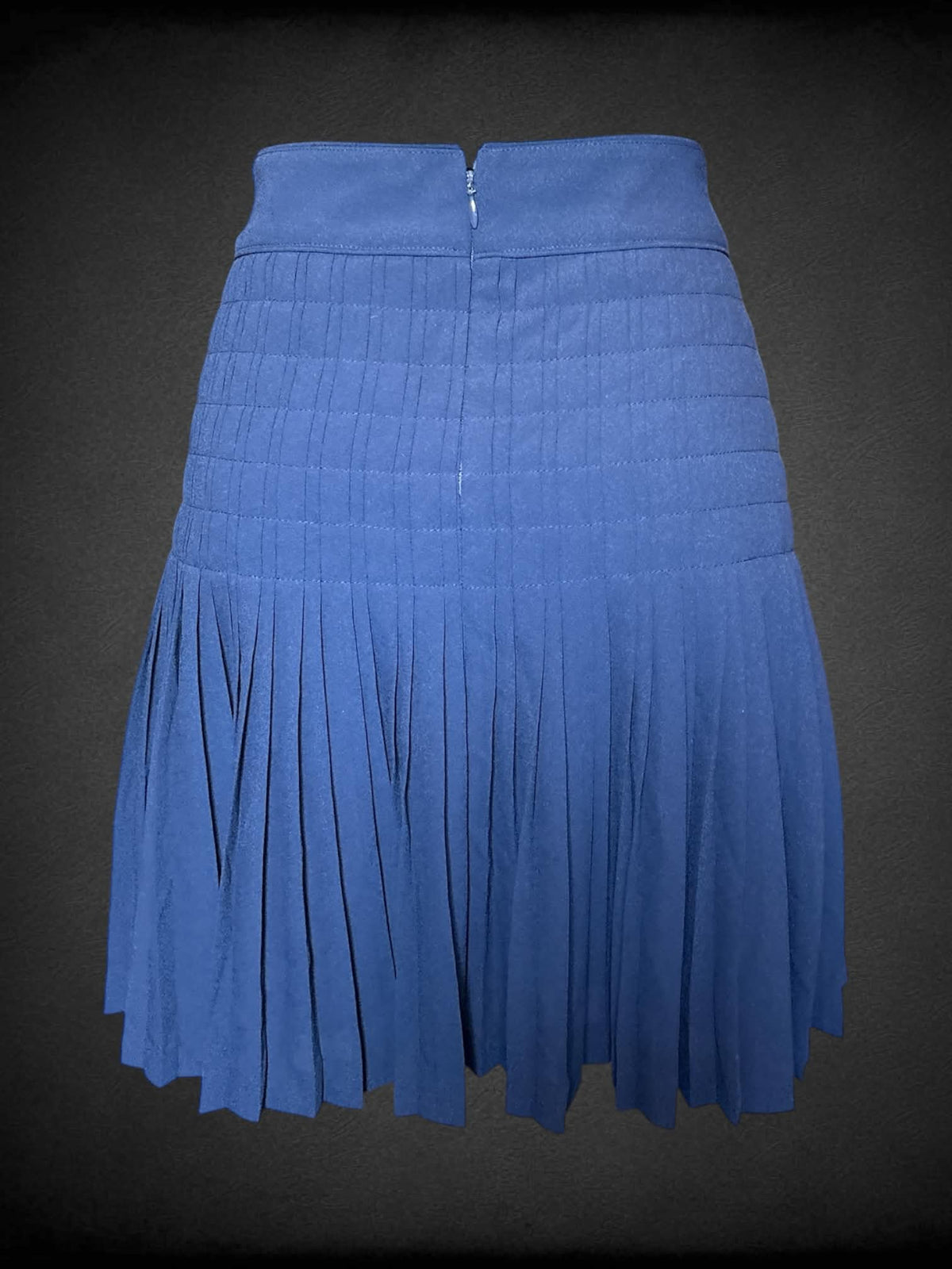 S J. Crew navy blue high-waisted skirt with pleated design, and zipper on back