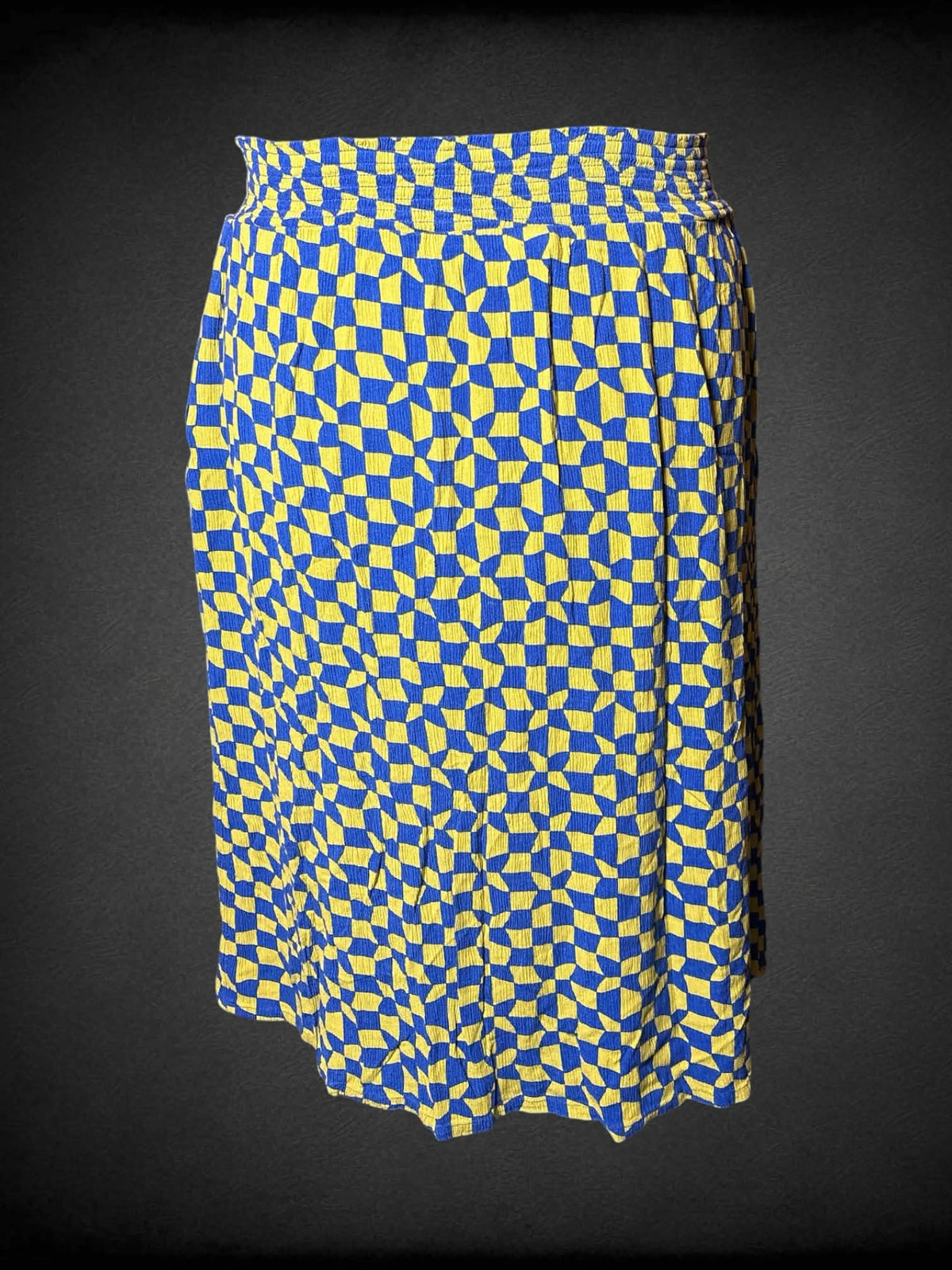 2X Lucy & Yak blue & lime green ribbed skirt with pockets, and slit in skirt
